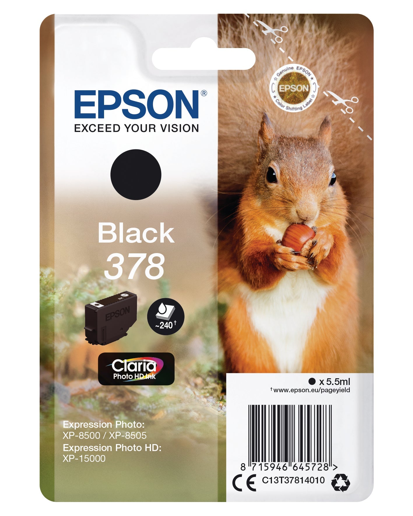 EPSON Tintenpatrone 378 schwarz T378140 XP-8500/8505/15000 240 Seiten Idealshop