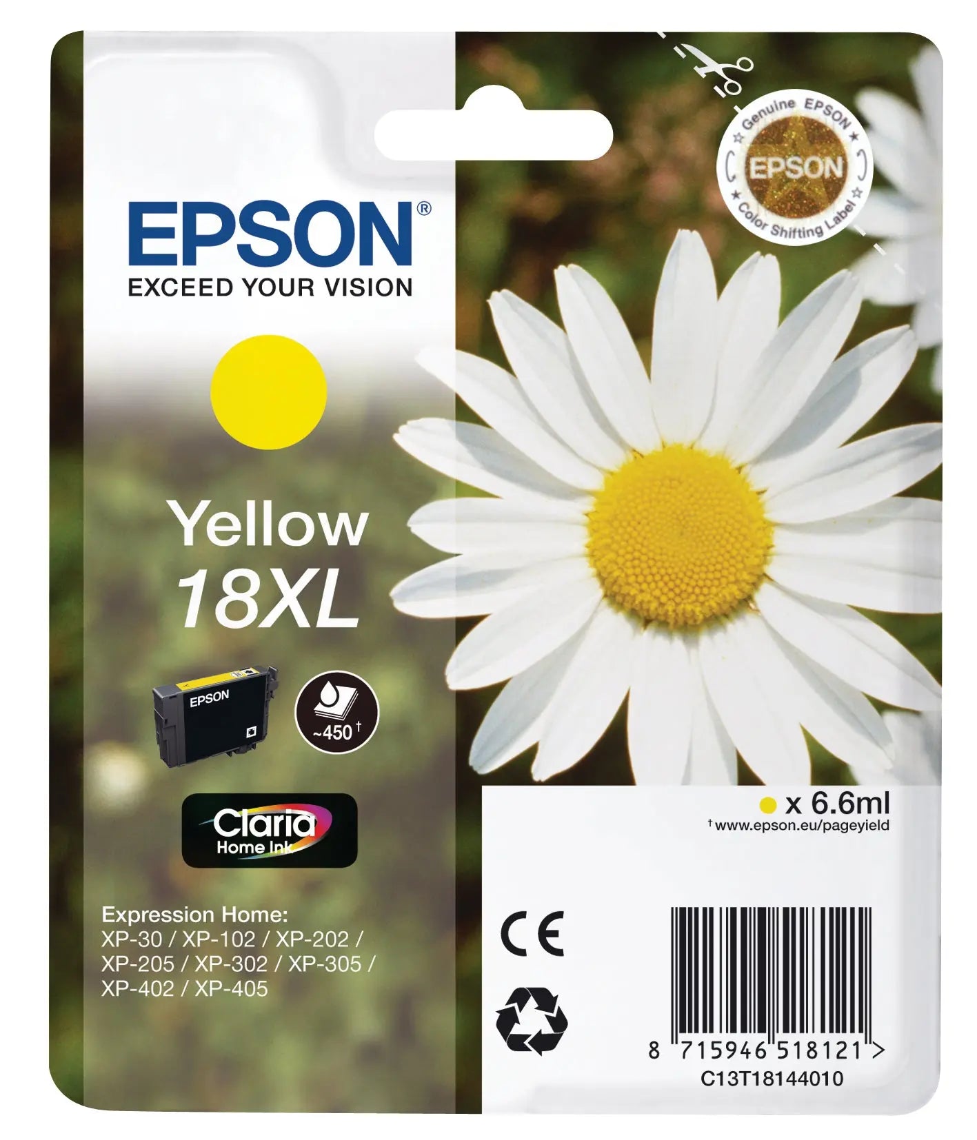 EPSON Tintenpatrone 18XL yellow T181440 XP 30/405 450 Seiten Idealshop