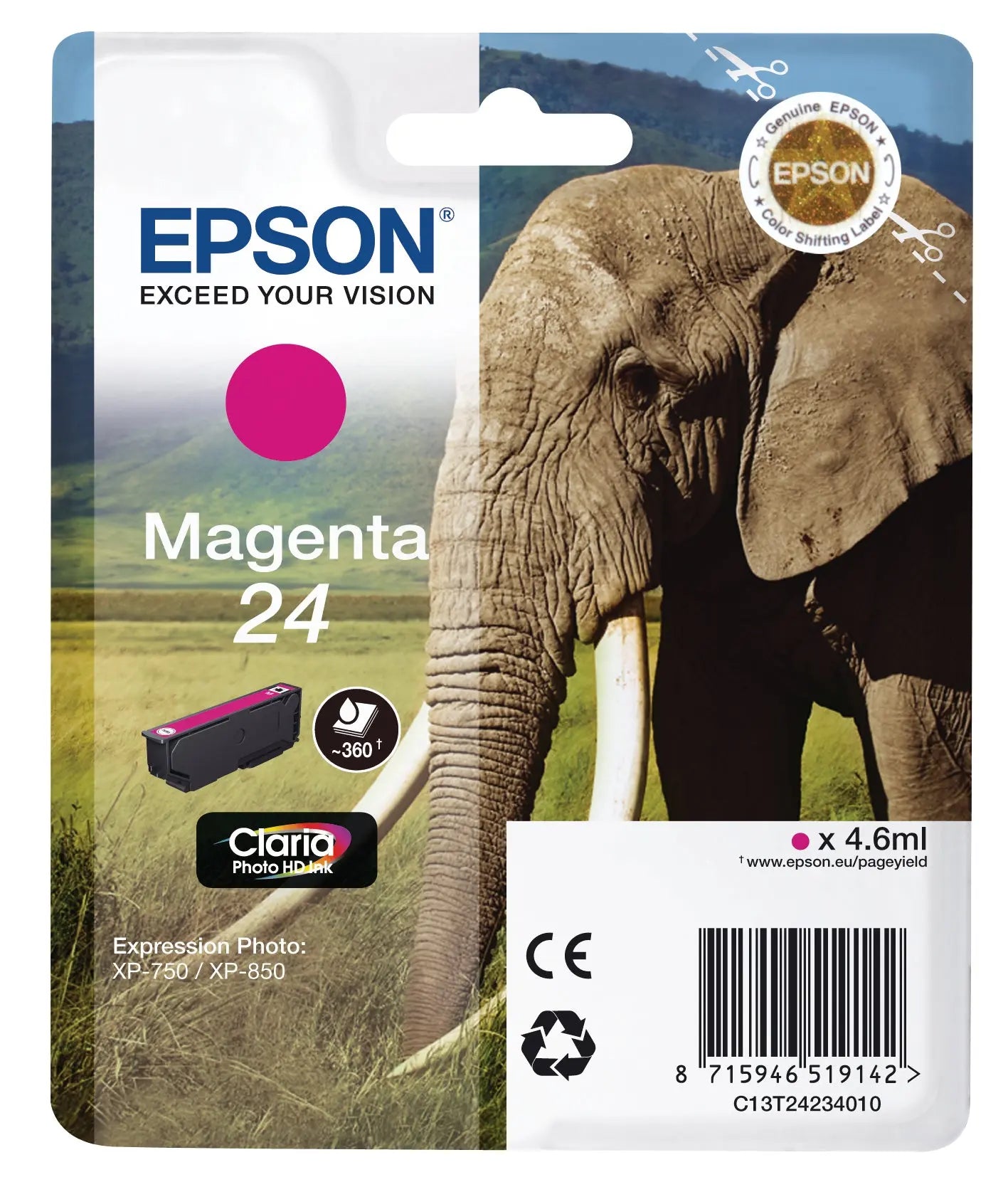 EPSON Tintenpatrone 24 magenta T242340 XP 750/850 360 Seiten Idealshop