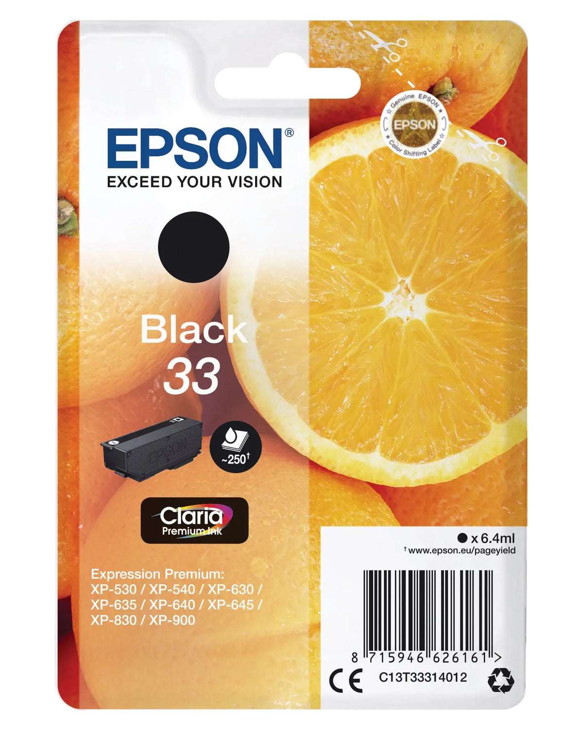 EPSON Tintenpatrone 33 schwarz T333140 XP-530/630/830 250 Seiten Idealshop