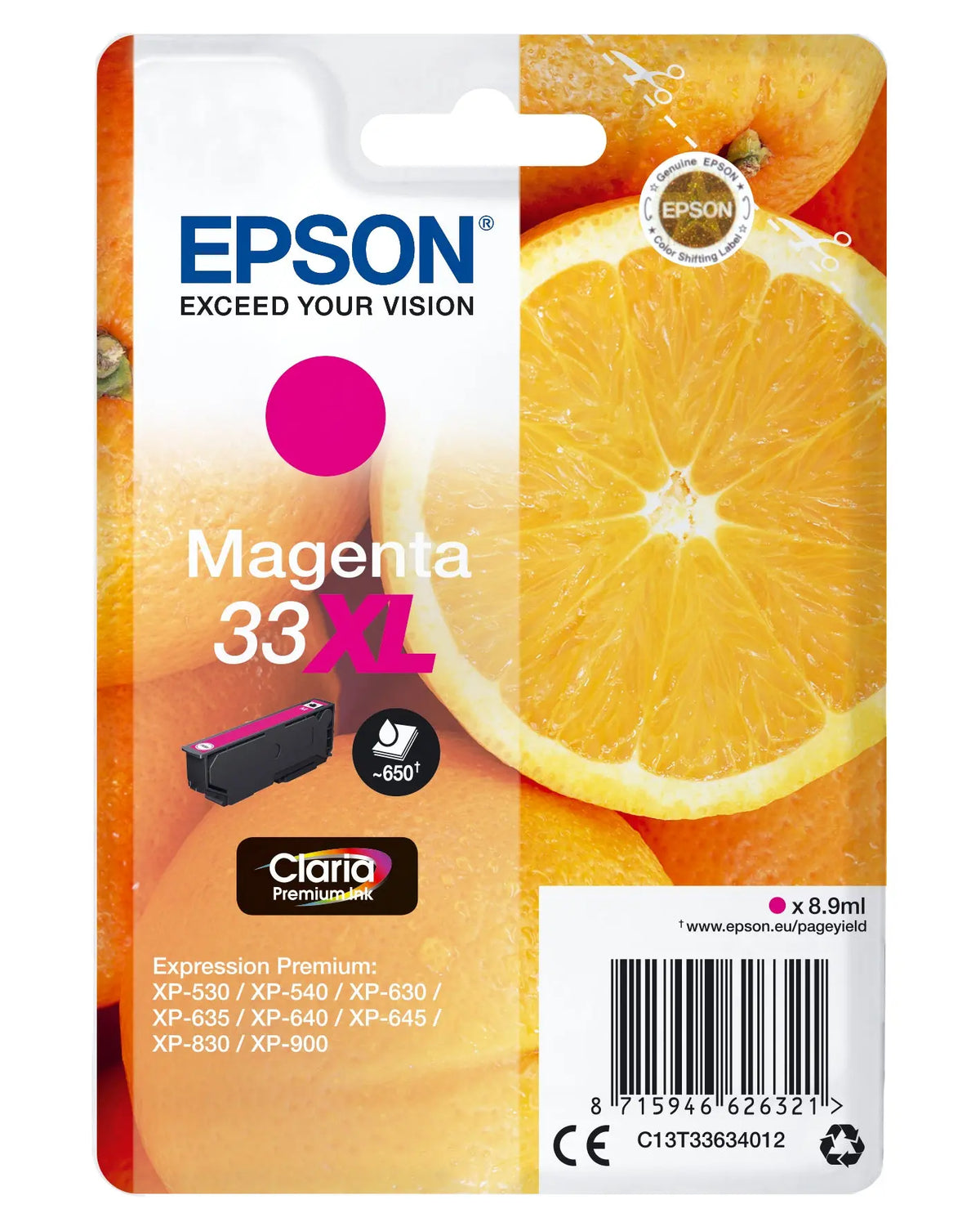 EPSON Tintenpatrone 33XL magenta T336340 XP-530/630/830 650 Seiten Idealshop