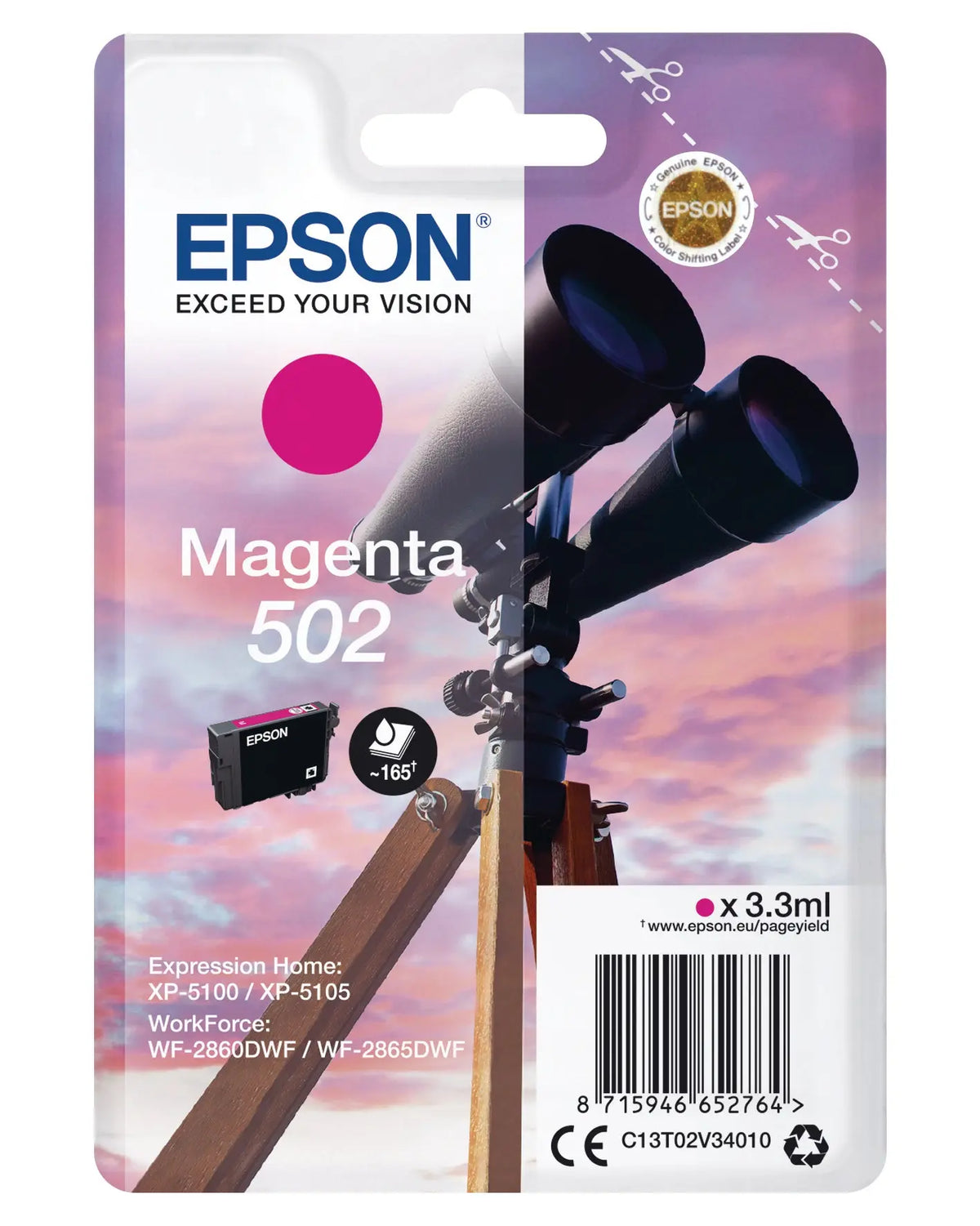 EPSON Tintenpatrone 502 magenta T02V340 WF-2860/XP-5100 160 Seiten Idealshop