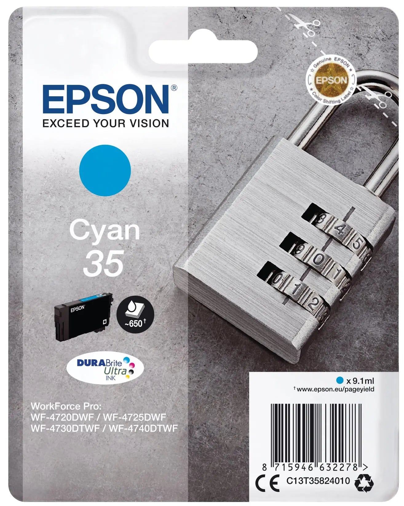EPSON Tintenpatrone cyan T358240 WF-4720/4725DWF 650 Seiten Idealshop
