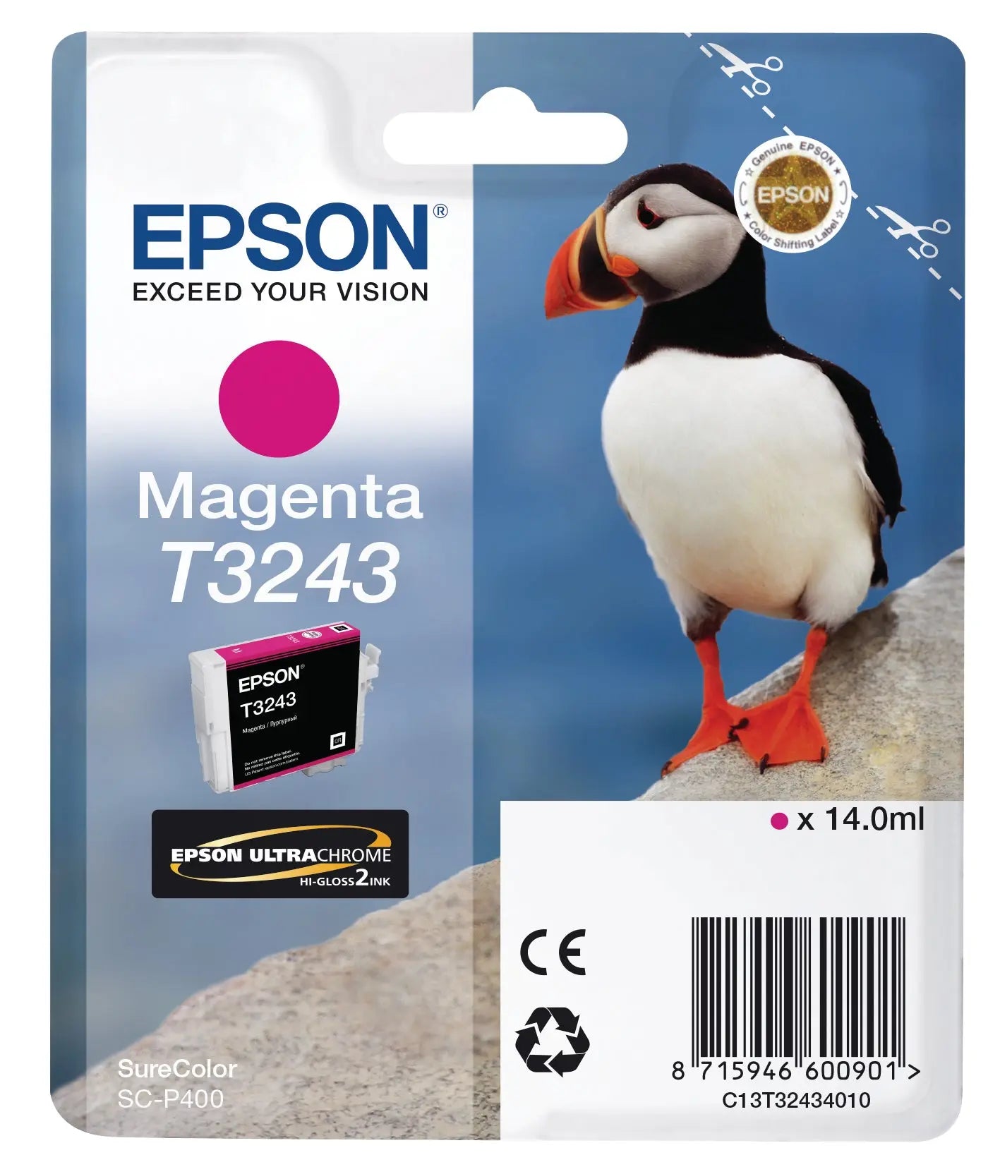 EPSON Tintenpatrone magenta T324340 SureColor SC-P400 14ml Idealshop