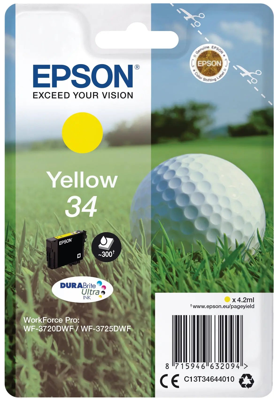 EPSON Tintenpatrone yellow T346440 WF-3720/3725DWF 300 Seiten Idealshop