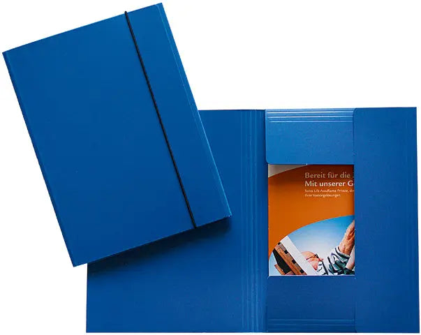 EROLA Gummibandmappe 500my A5 33195 blau Pressspan 3 Klappen Idealshop