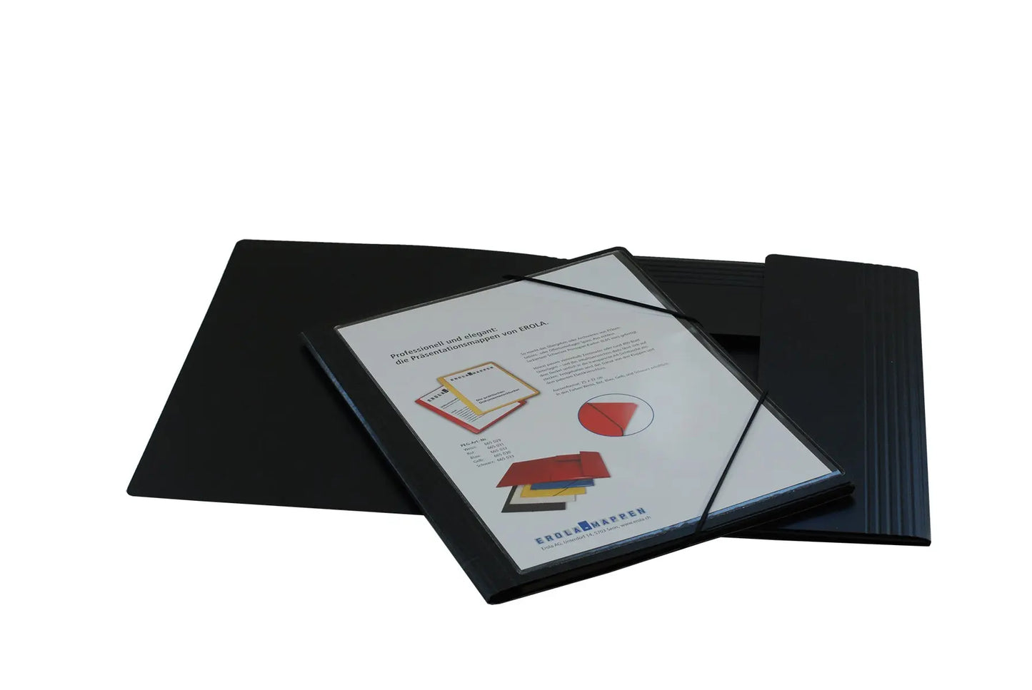 EROLA Gummibandmappe 650my A4 33299S schwarz Press. m. Fronttasche Idealshop