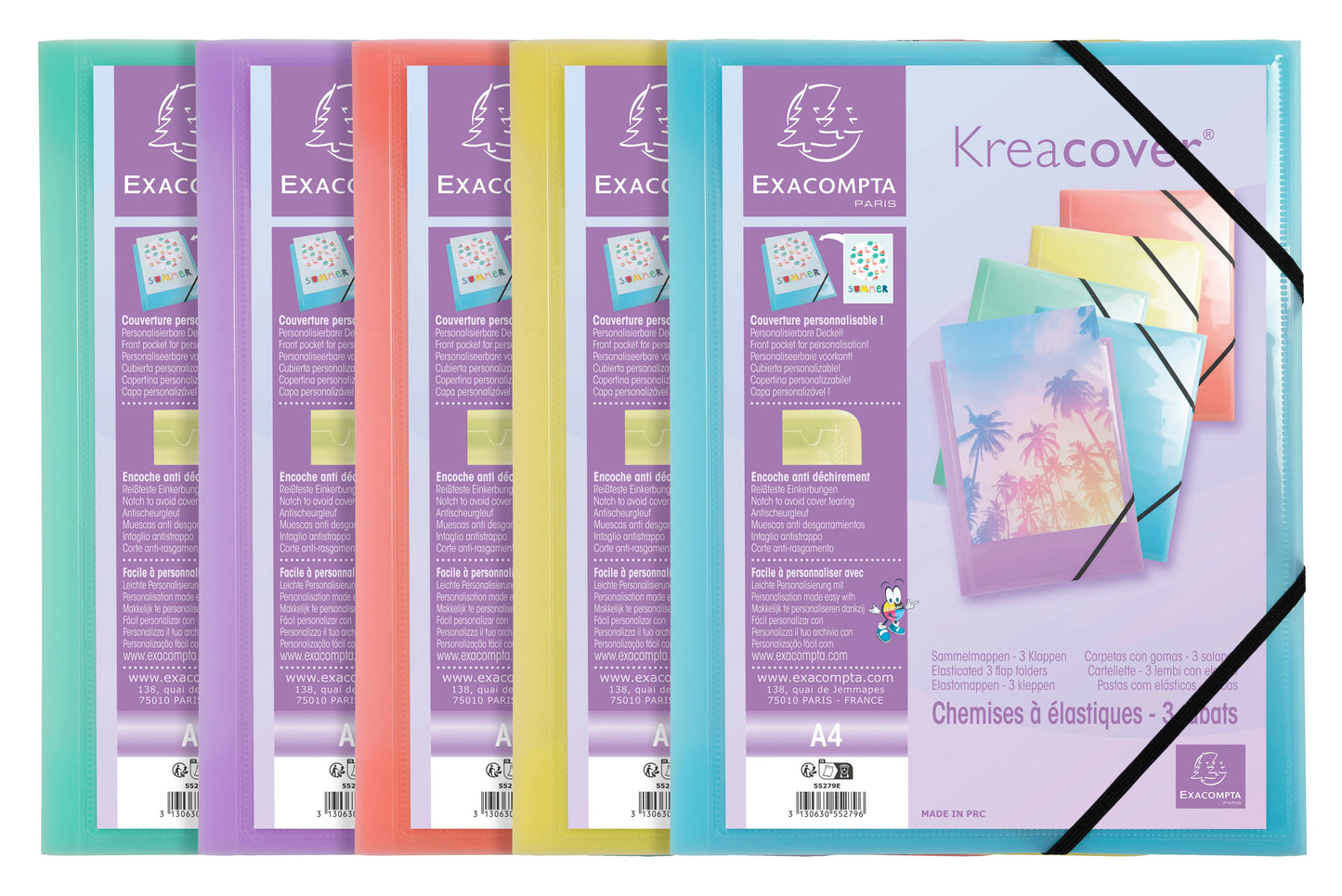 EXACOMPTA Gummibandmappe Aquarel A4 55279E PP ass. Idealshop