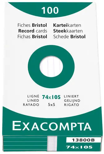 EXACOMPTA Karteikarten liniert A7 13800B weiss 100 Stück Idealshop