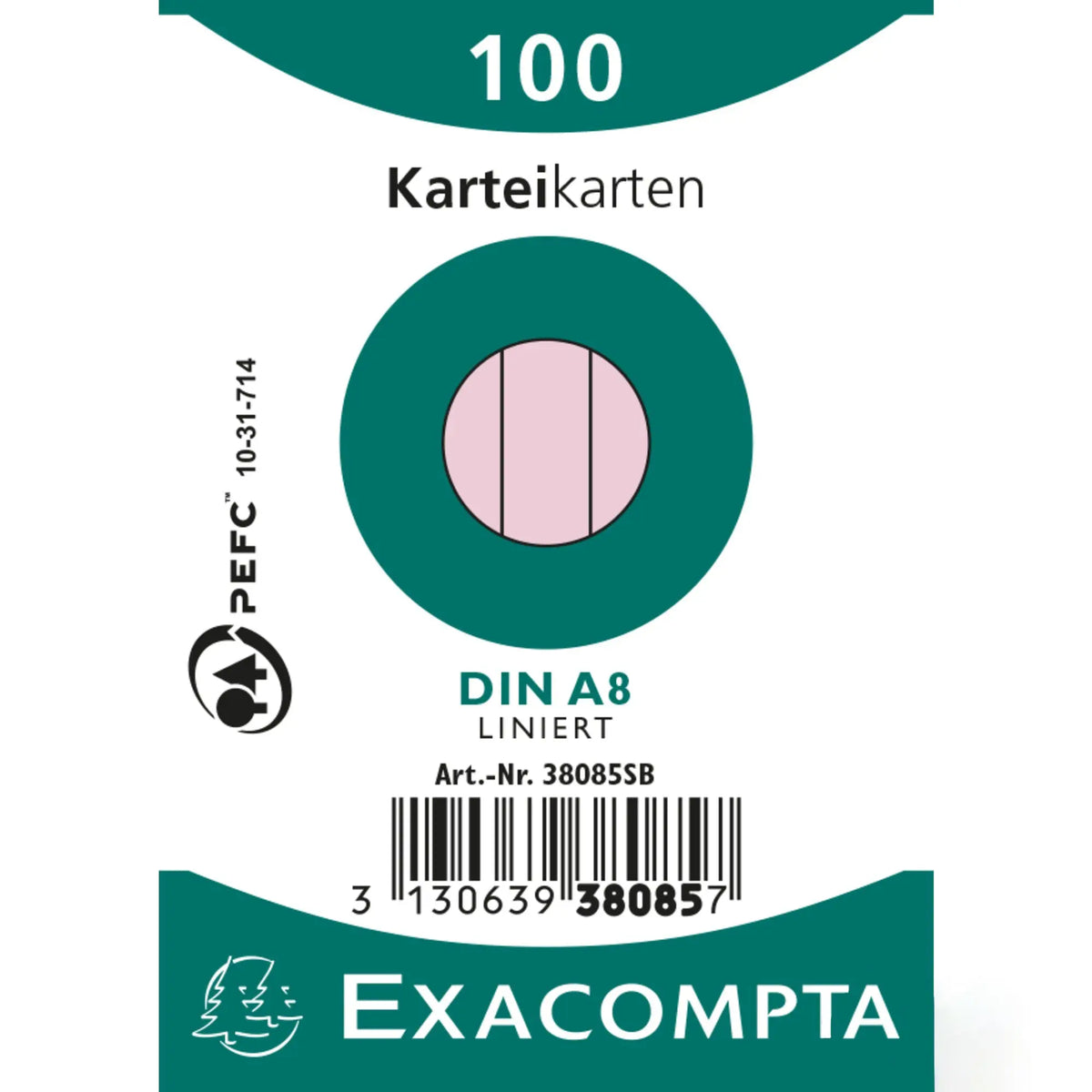 EXACOMPTA Karteikarten liniert A8 38085SB rosa 100 Stück Idealshop