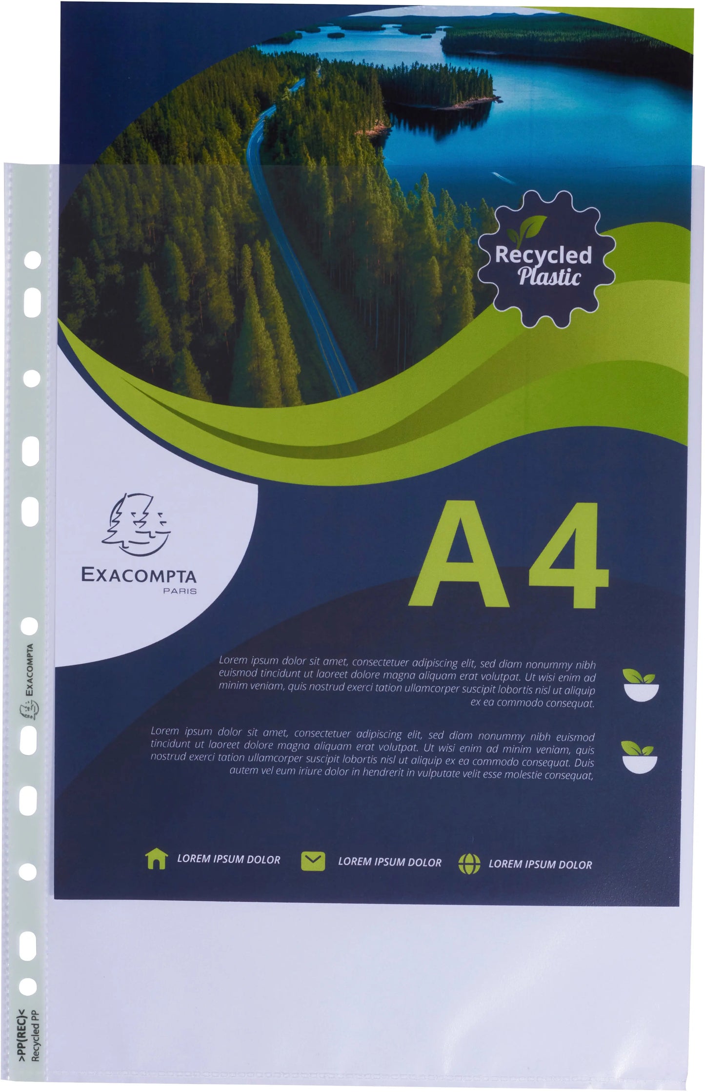 EXACOMPTA Zeigetaschen PP Rec 60my A4 5320E transparent genarbt 100 Stück Idealshop