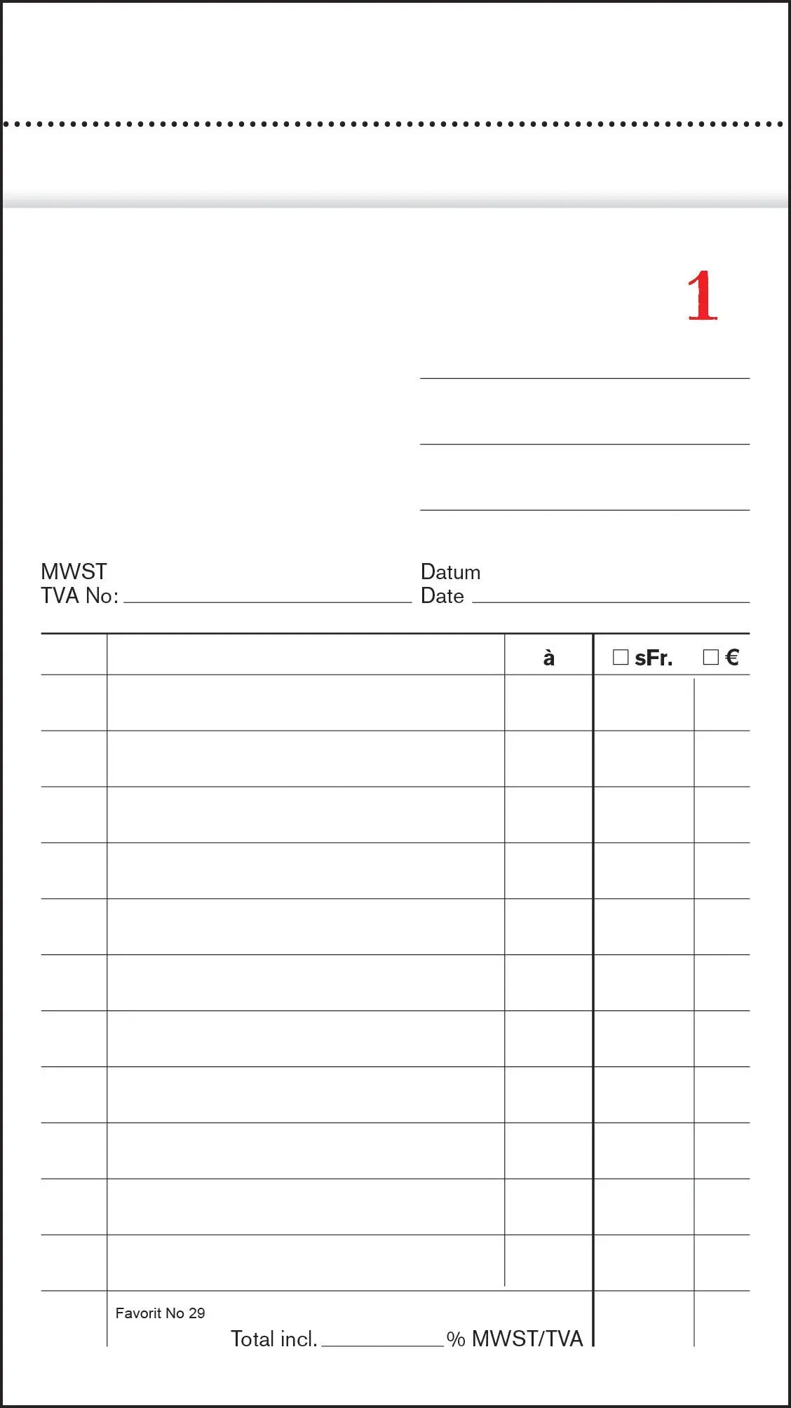 FAVORIT Kassablock weiss 100 x 175mm 29weiss nummeriert 50 Blatt Idealshop