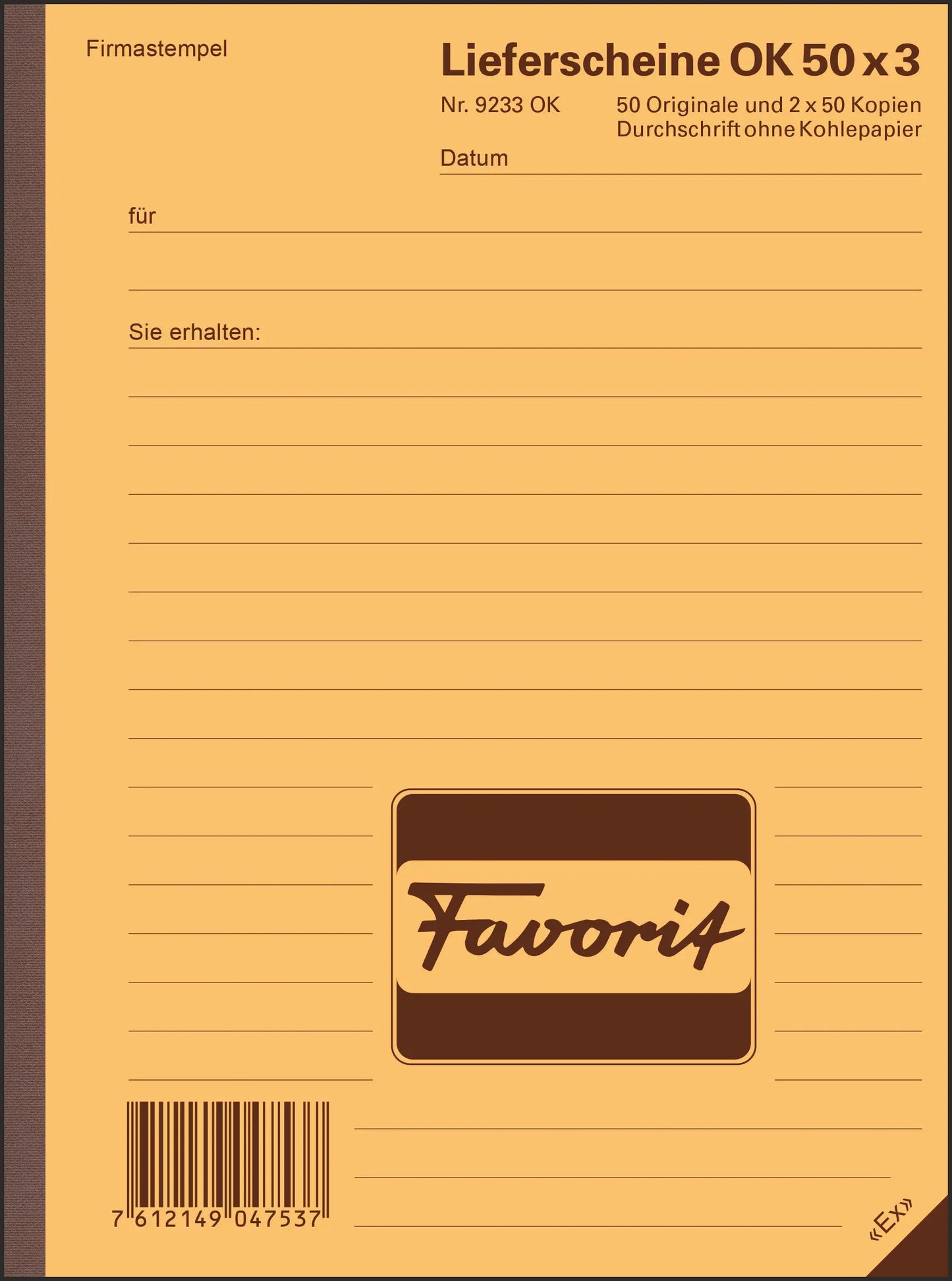 FAVORIT Lieferscheine D A5 9233 OK rot/gelb/weiss 50x3 Blatt Idealshop