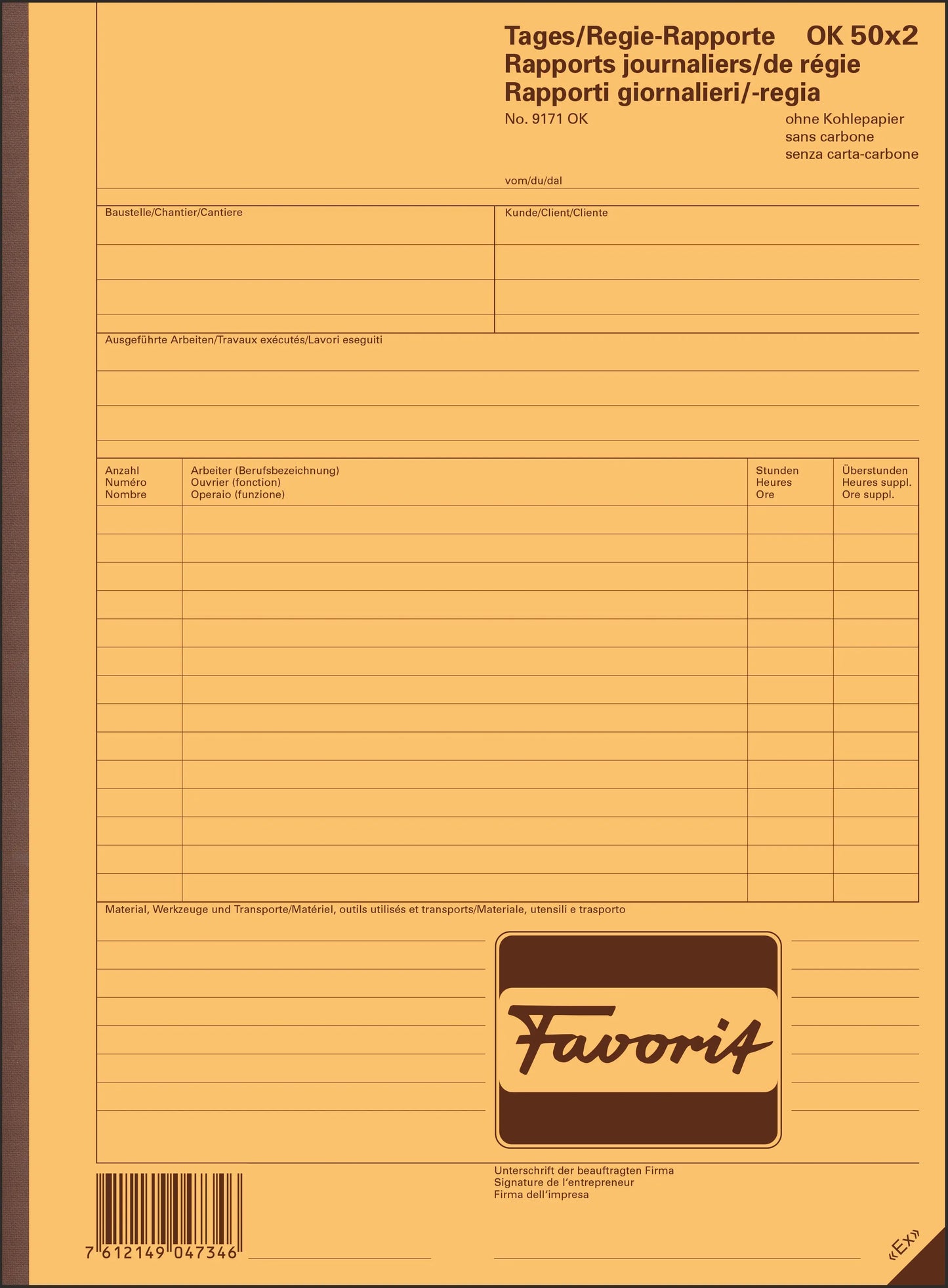 FAVORIT Regierapport D/F/I A4 Idealshop