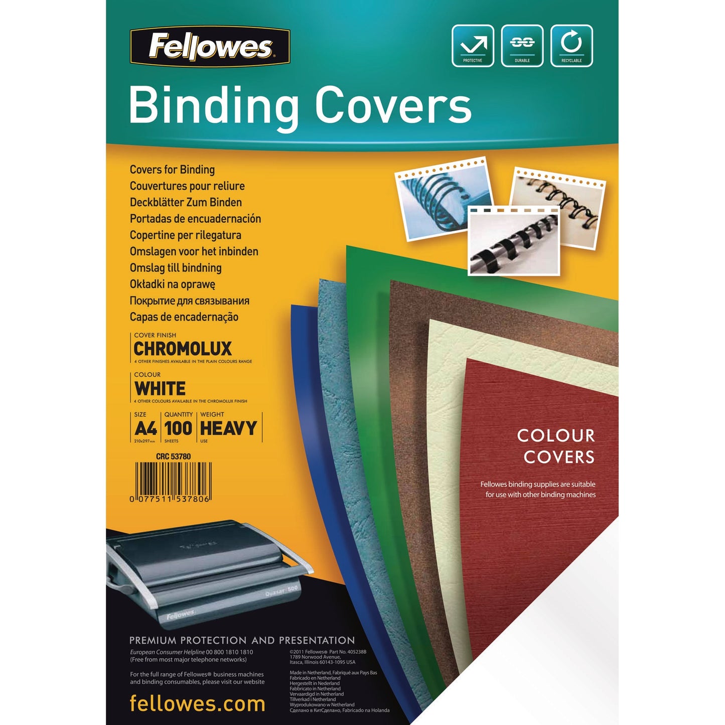 FELLOWES Deckblatt Chromo Karton 5378006 glossy 100 Stück Idealshop