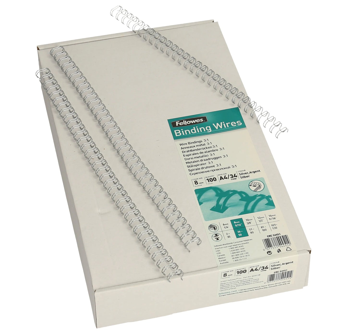 FELLOWES Drahtbinderücken A4, 8mm Idealshop