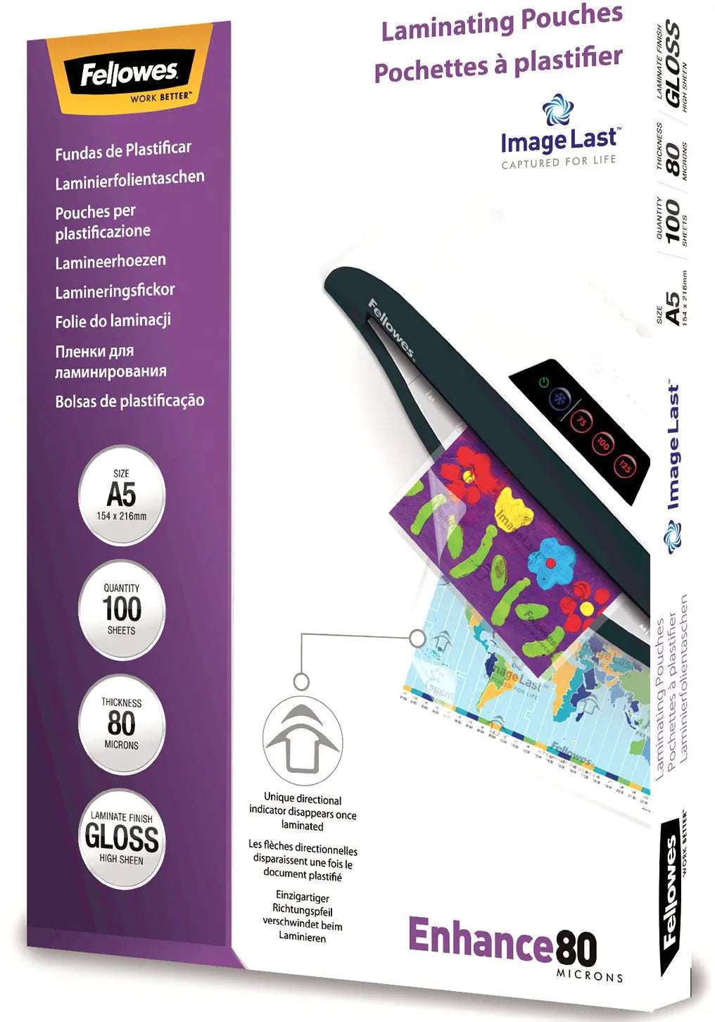 FELLOWES Laminiertasche A5 5306002 glanz, 80my 100 Stk Idealshop