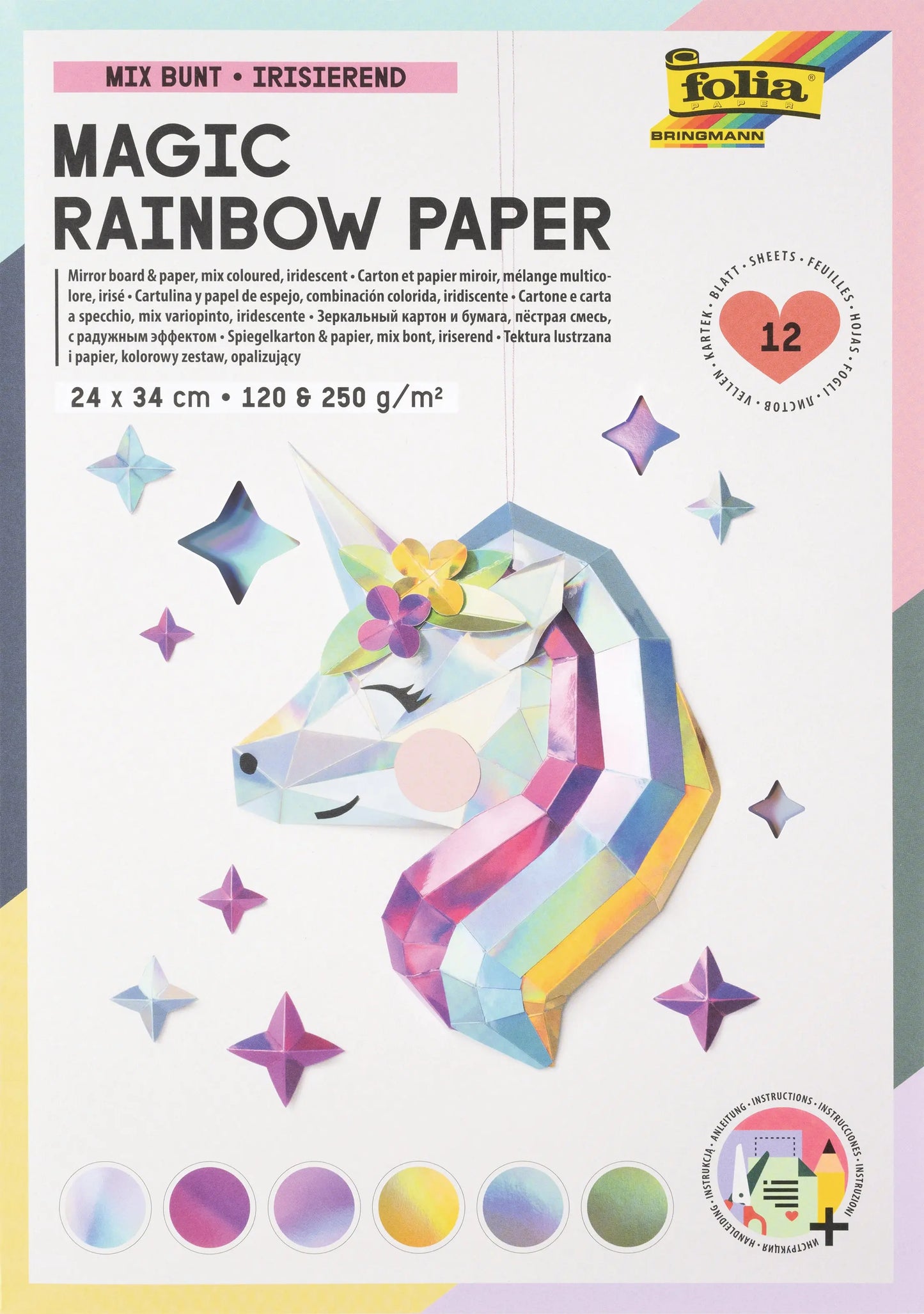 FOLIA Regenbogenpapier 120g, 250g Idealshop