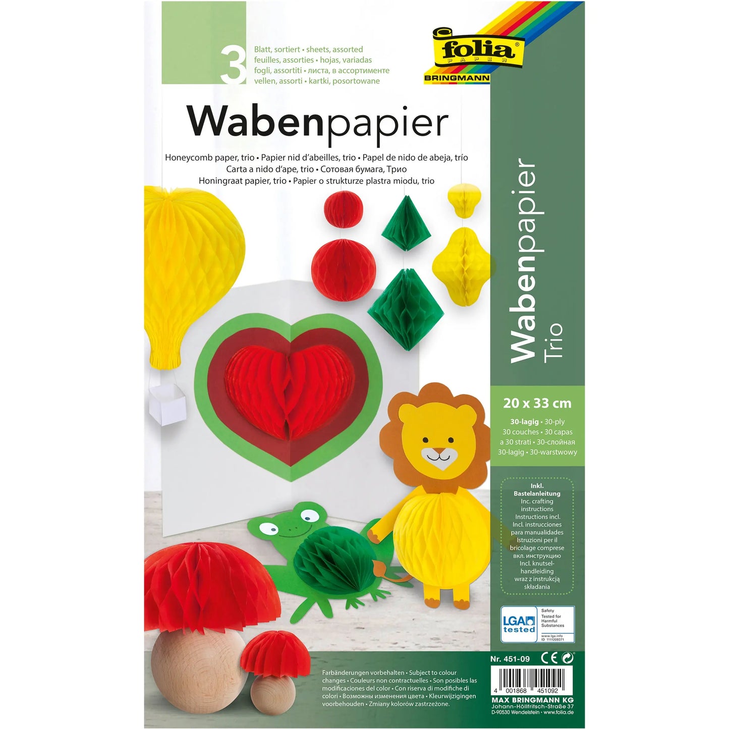 FOLIA Wabenpapier Regenbogen Idealshop