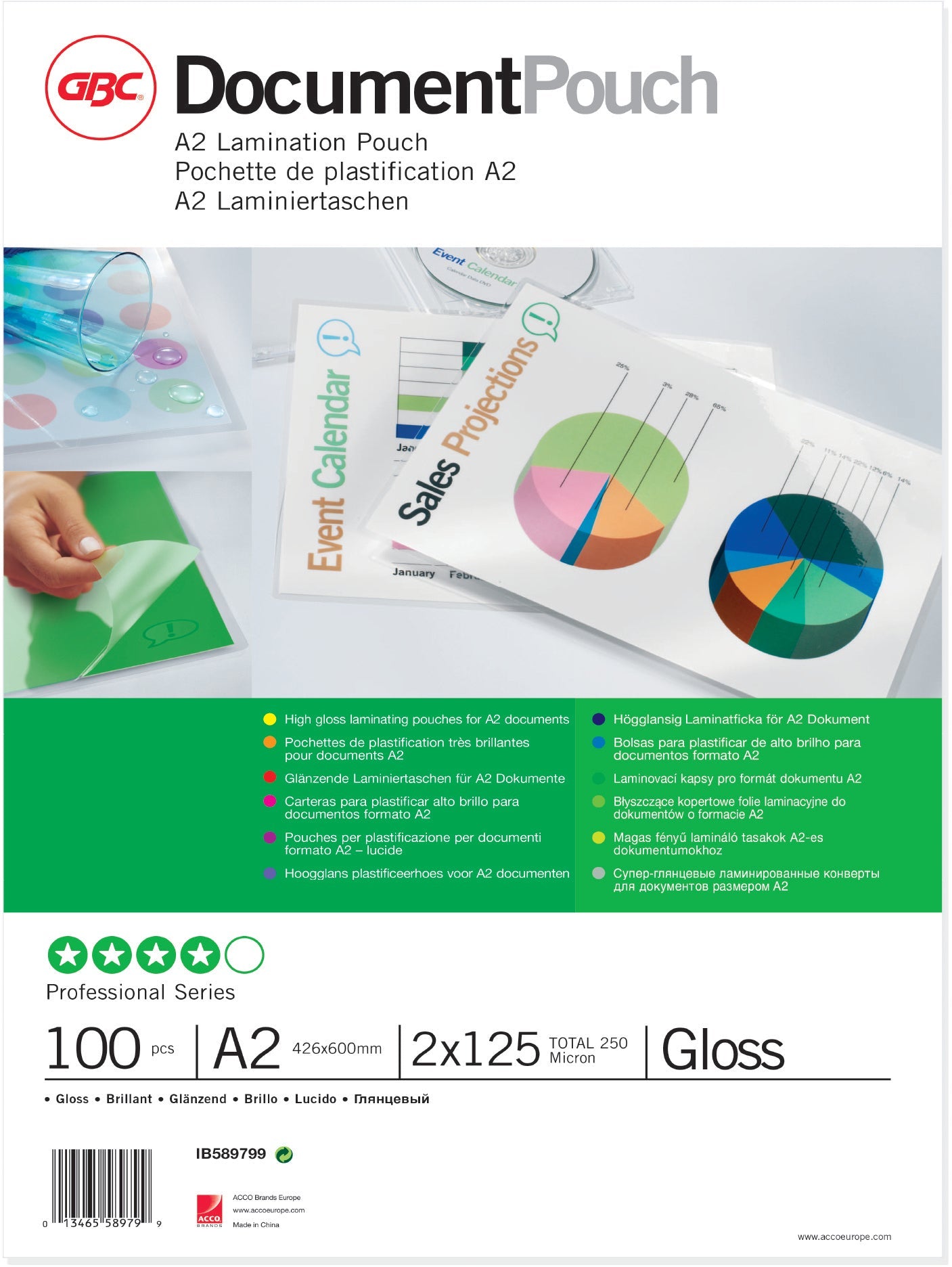 GBC Laminiertasche A2 IB589799 matt, 125my 100 Stk Idealshop