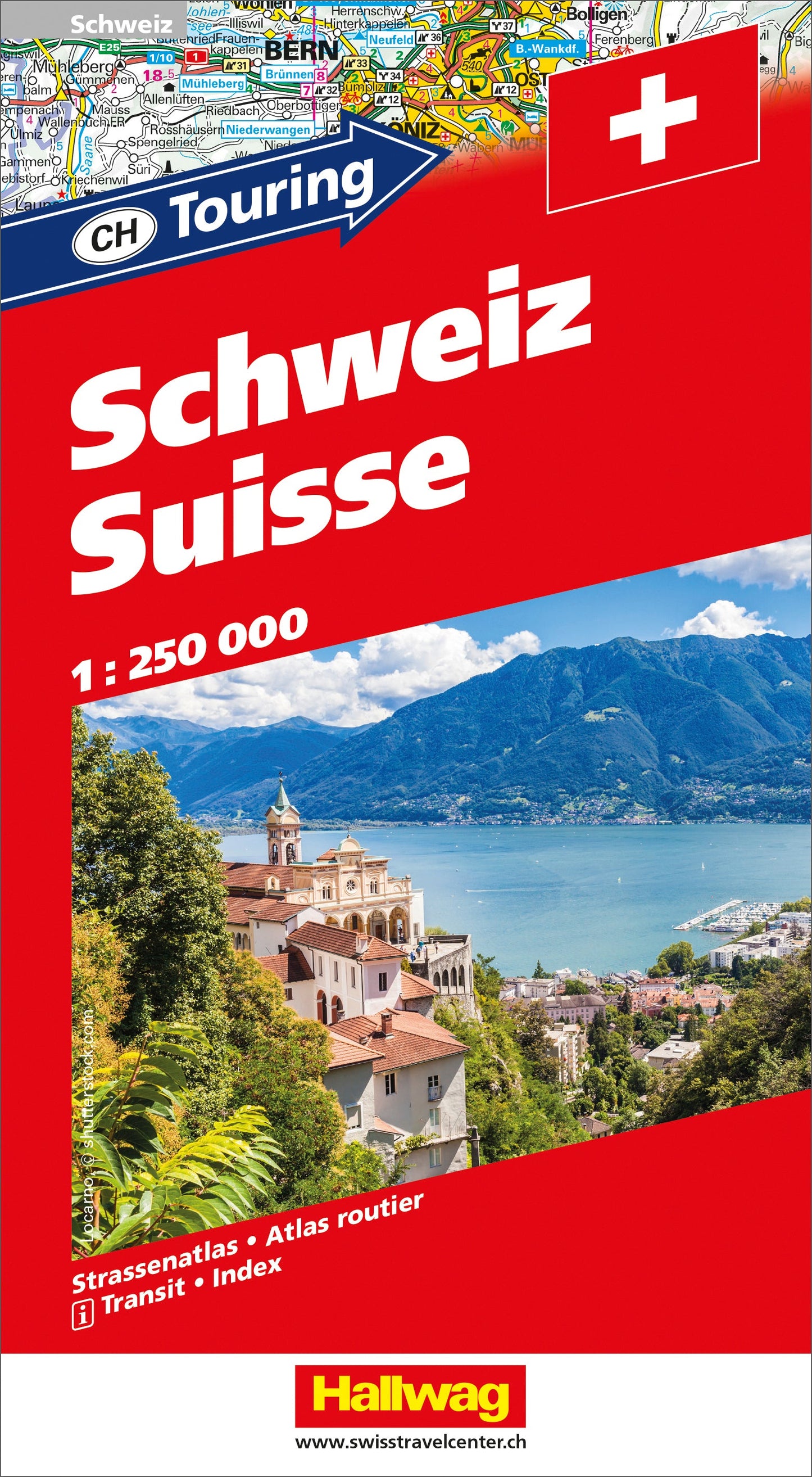 HALLWAG Strassenatlas 13x24cm 382830048 CH-Touring Schweiz 1:250'000 Idealshop