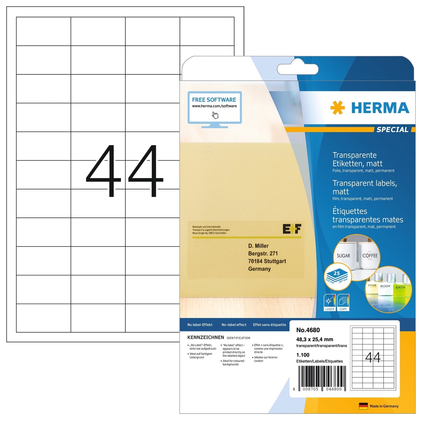 HERMA Etiketten Special 48,3×25,4mm 4680 transparent 1100 Stück Idealshop