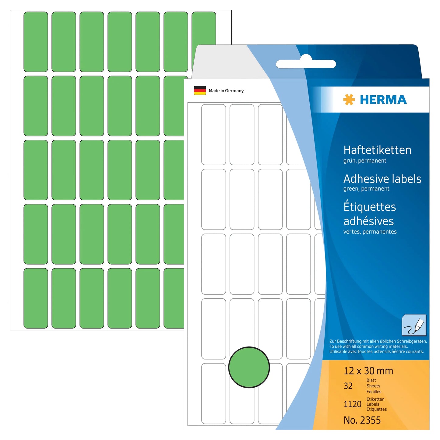 HERMA Etiketten 12×30mm 2355 grün 1120 Stück Idealshop