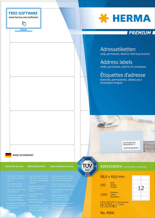 HERMA     Etiketten PREMIUM  88.9x46.6mm Idealshop