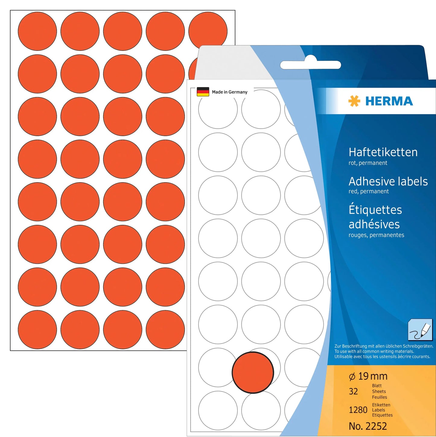 HERMA Etiketten rund 19mm 2252 rot 1280 Stück Idealshop