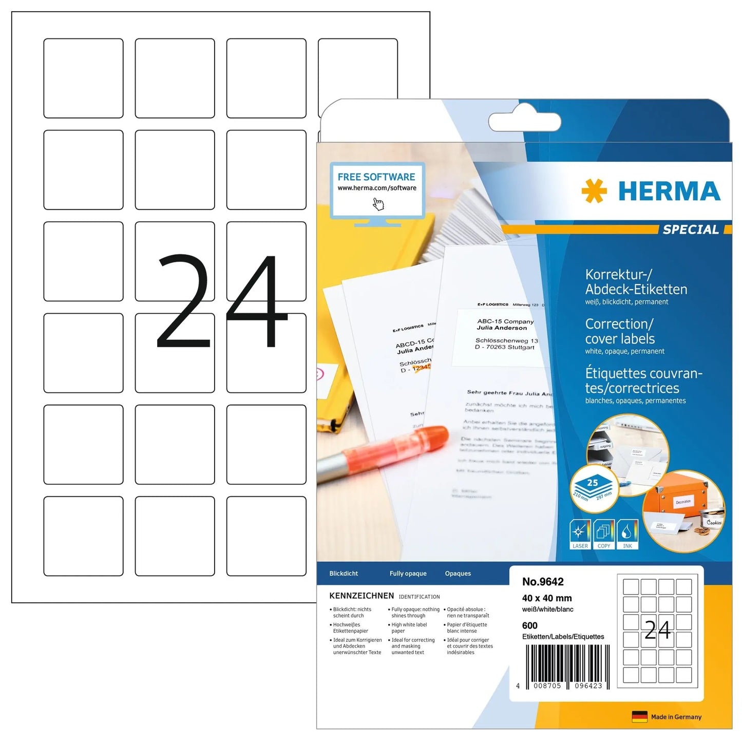 HERMA QR-Code Etik. 9642 9642 40x40mm 600Stk. 25 Blatt Idealshop