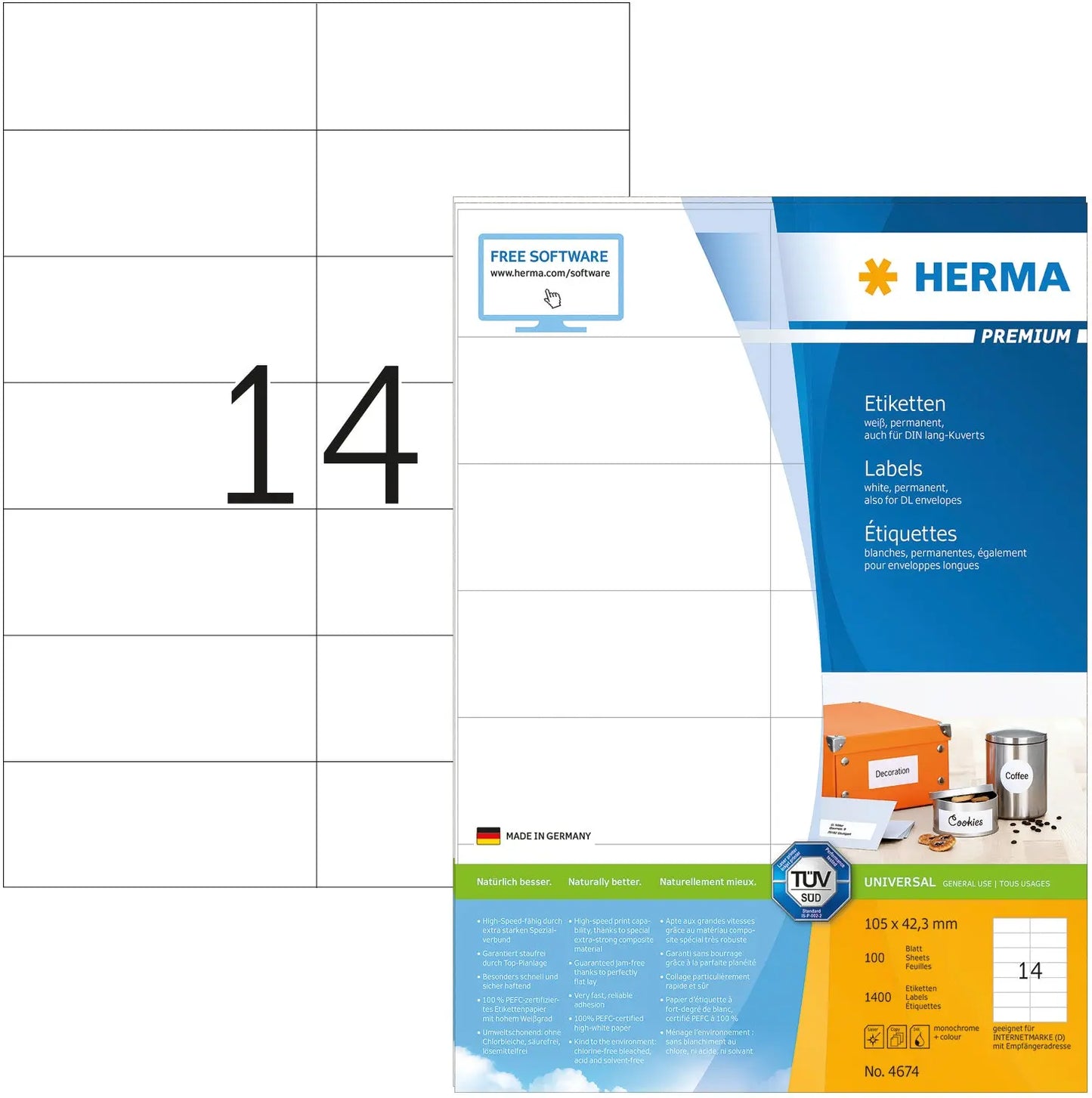 HERMA     Universal-Etiketten 105x42,3mm Idealshop