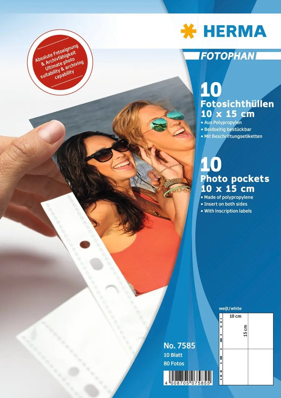 HERMA Zeigetaschen Fotophan A4 7585 für Fotos 10x15cm 10 Stück Idealshop