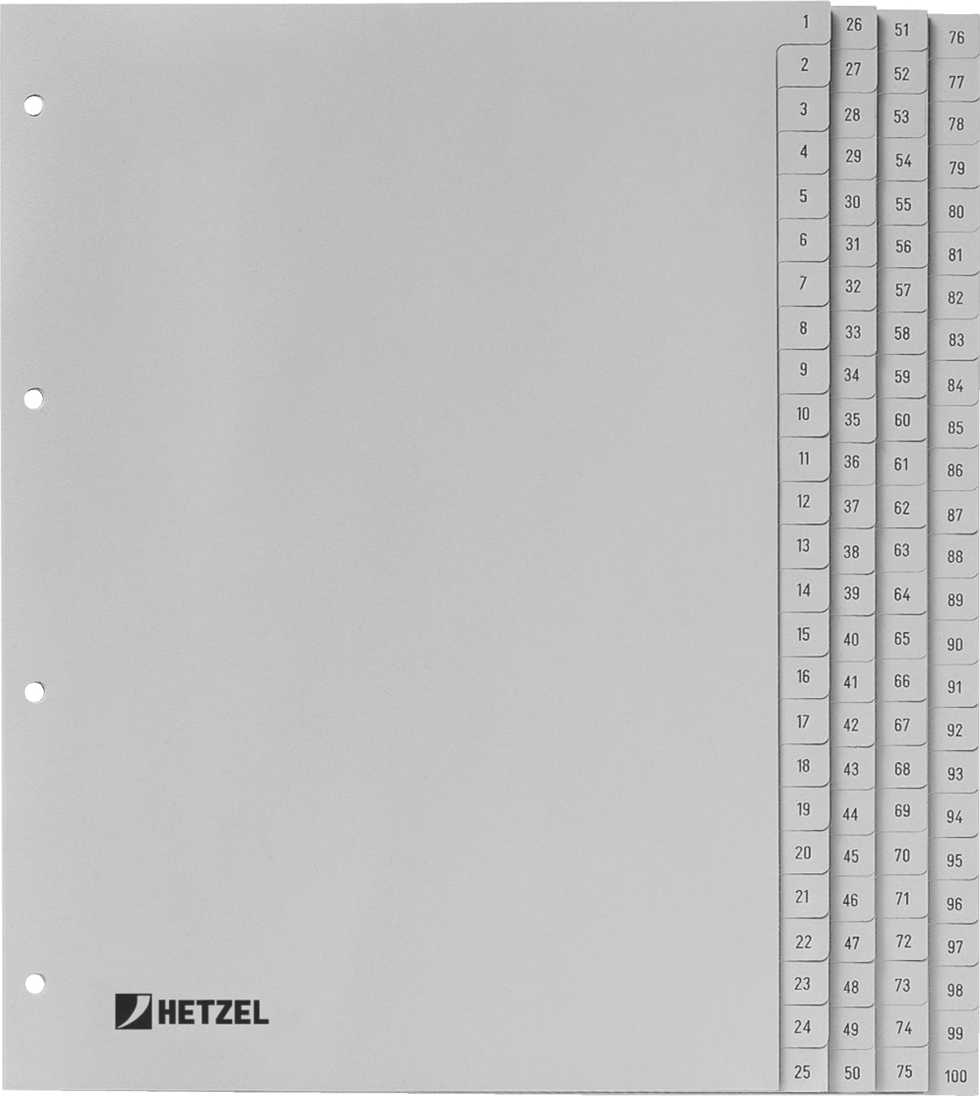 HETZEL Register PP A4 721311 grau 1-100 Idealshop
