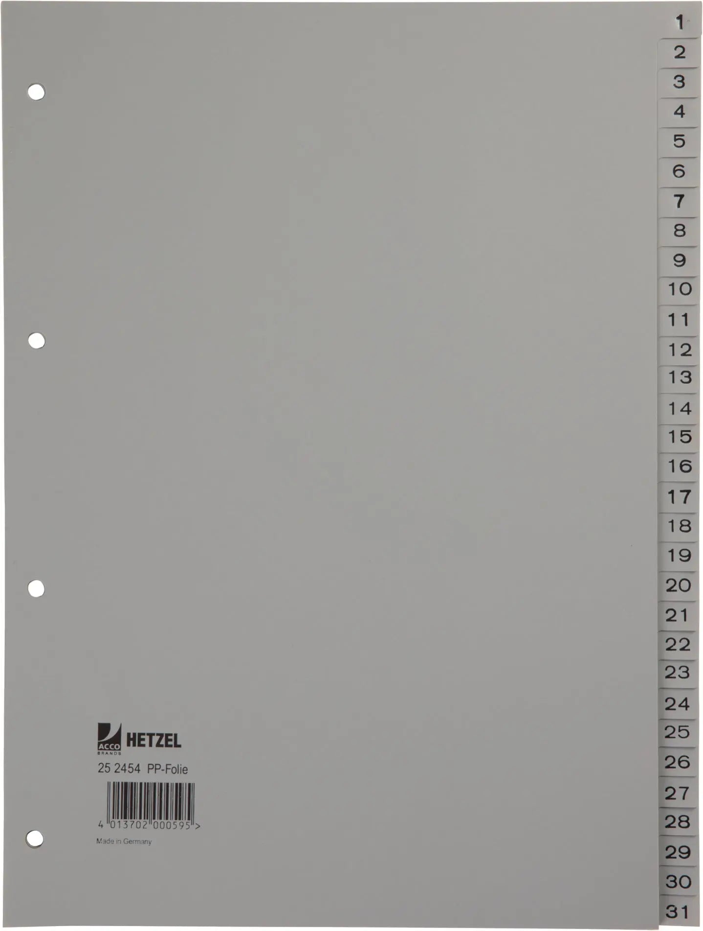 HETZEL Register PP A4 25245481 grau 1-31 Idealshop