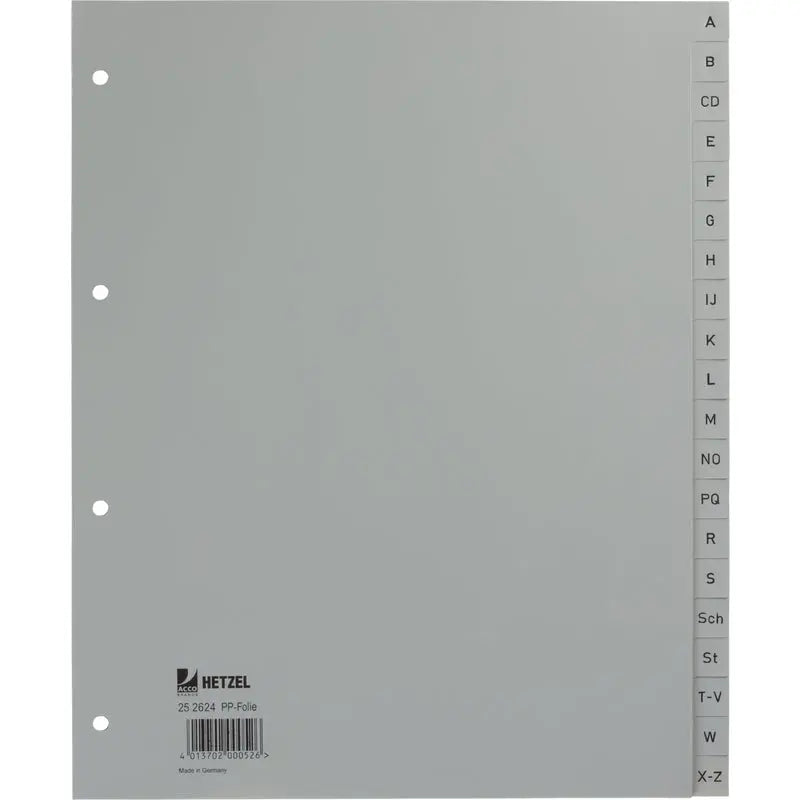 HETZEL Register PP A4+ 25262481 grau A-Z 20-teilig Idealshop