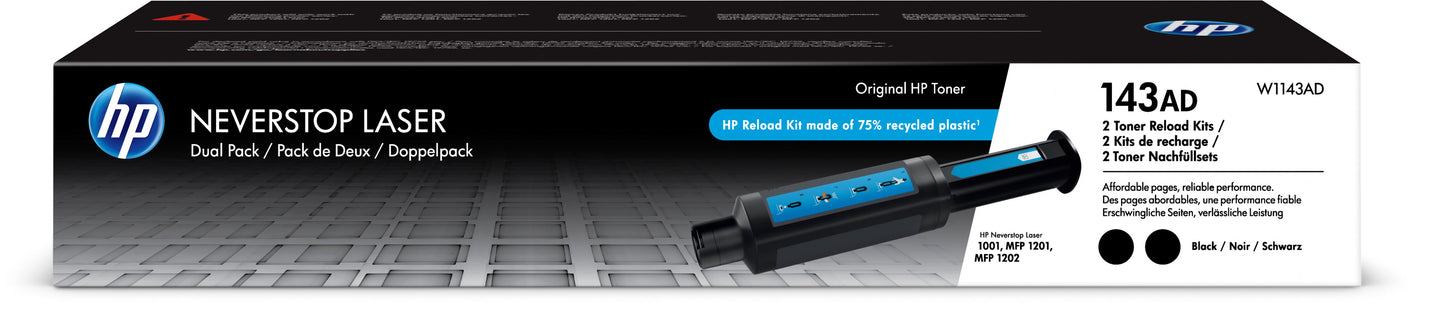 HP Toner Nachfüllset 143A schwarz W1143AD 1001n/1201n/1202nw 2 Stück Idealshop