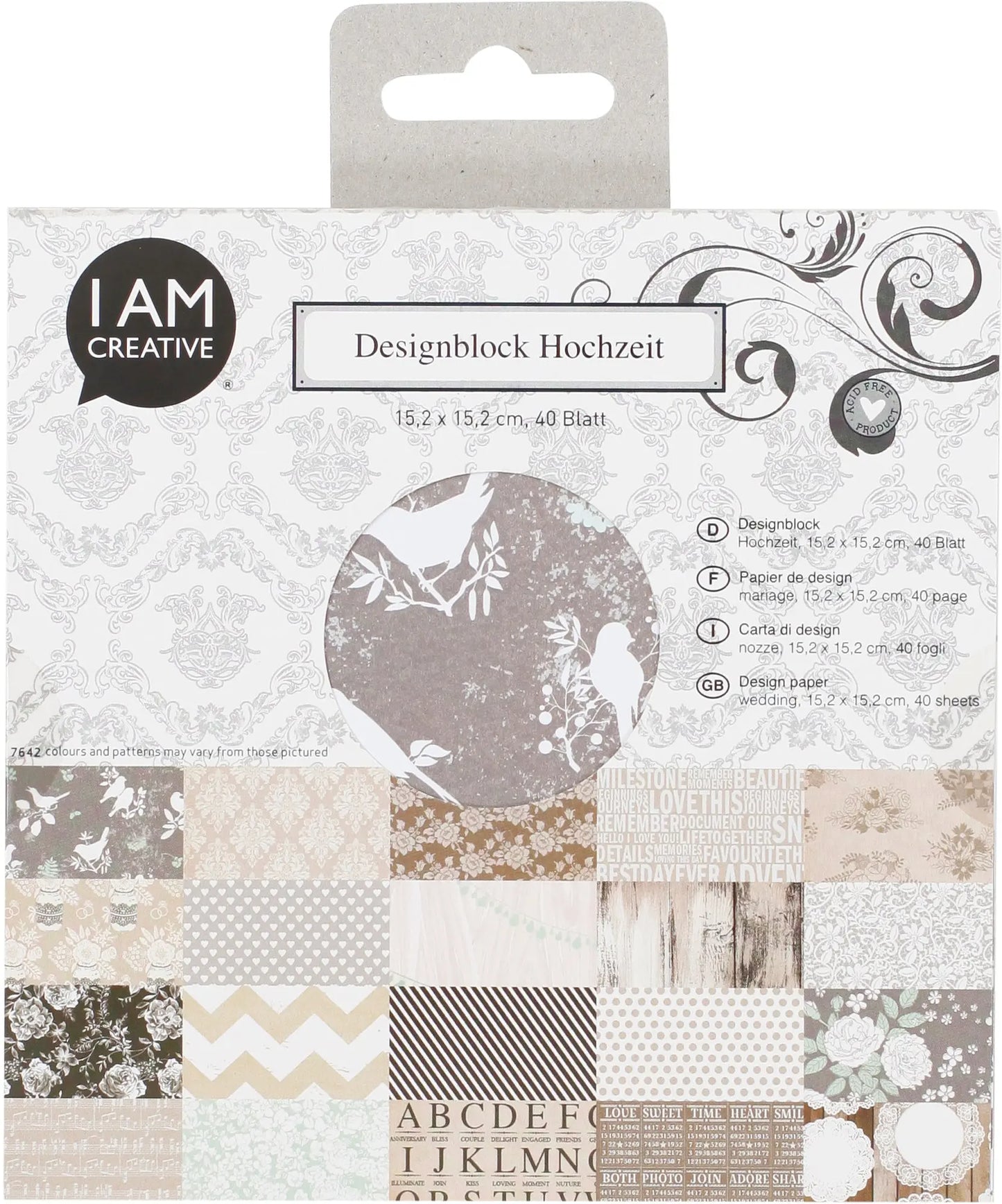 I AM CREATIVE Design Papier Set 4088.1 Hochzeit 15.2x15.2cm, 40 Stk. Idealshop