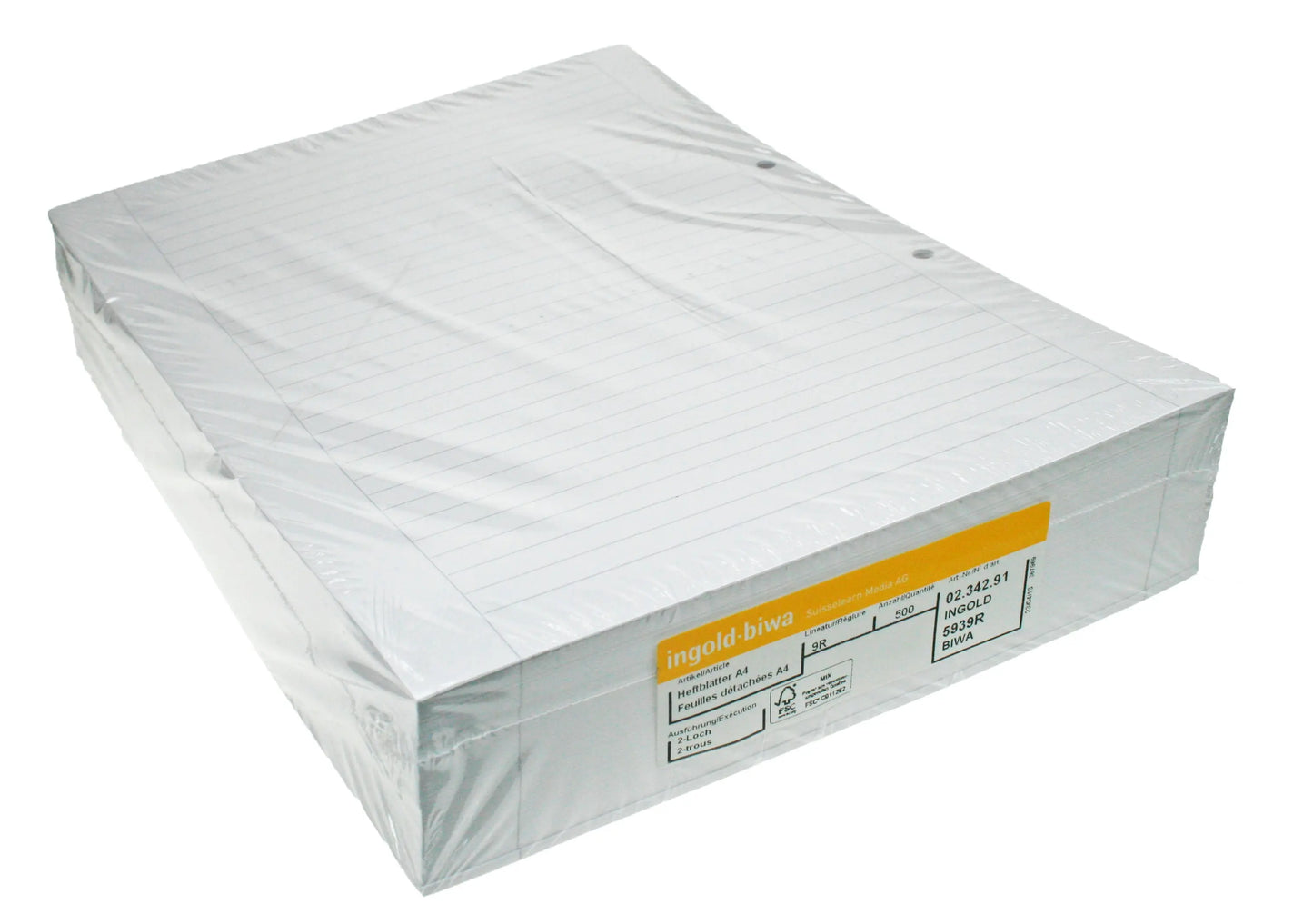 INGOLD-BIWA Ringbucheinlagen A4 02.342.91 weiss 90g 9mm lin. 500 Blatt Idealshop
