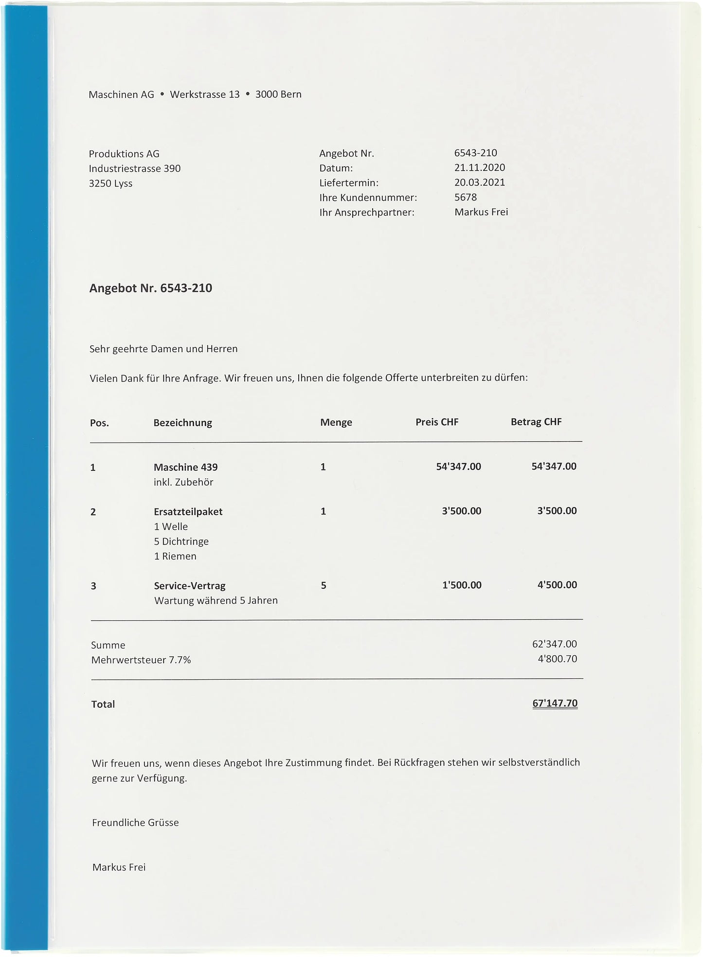 KOLMA Offertmappe Plast. A4 10.742.20 Boden opak weiss Idealshop