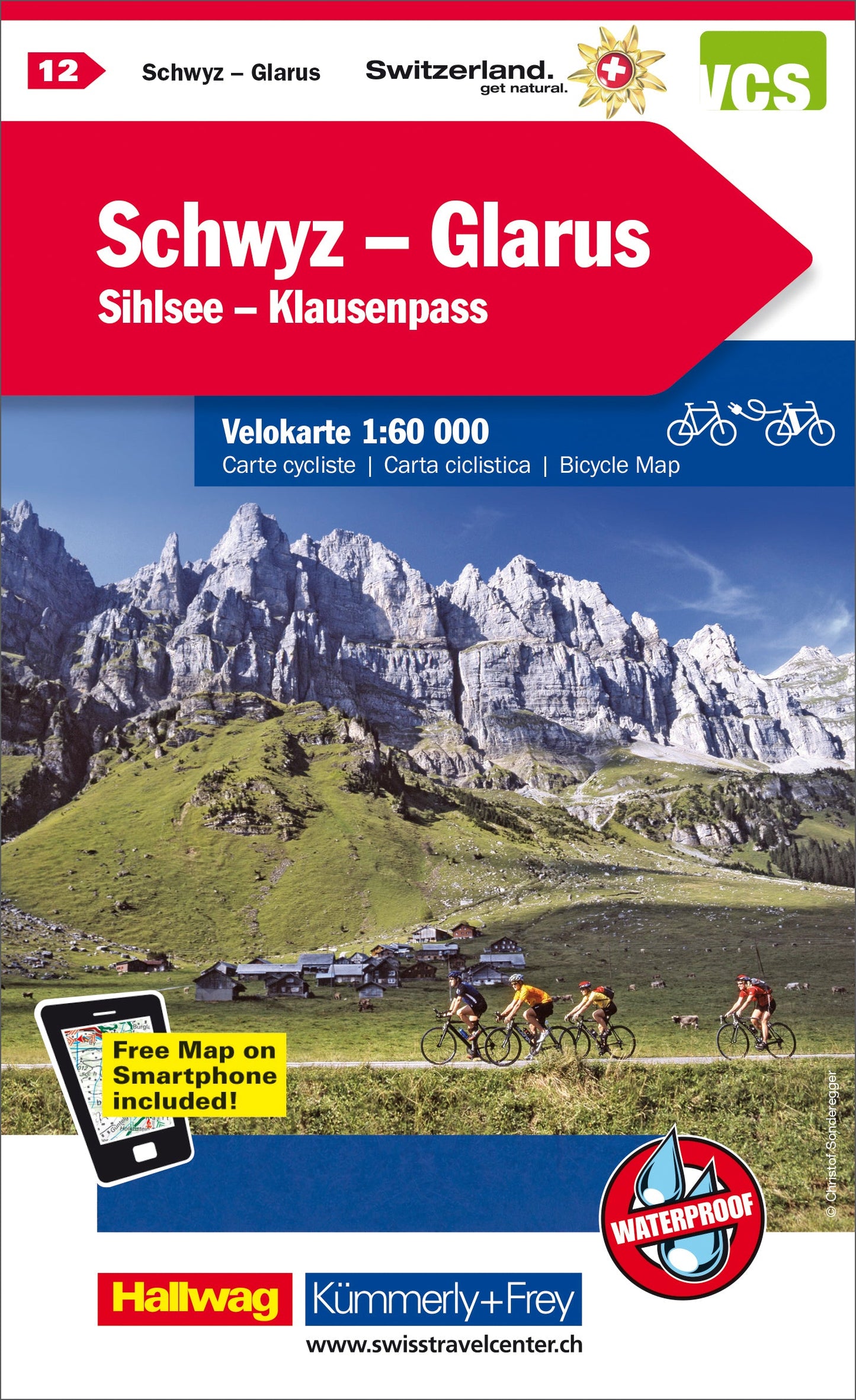 KÜMMERLY+FREY Velokarte 259024126 Schwyz-Glarus-Klausen 1:60'000 Idealshop