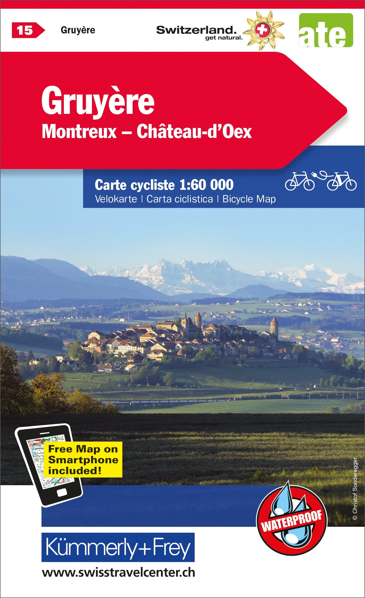 KÜMMERLY+FREY Velokarte 1:60'000 325902415 Gruyere-Montreux-Château dOex Idealshop