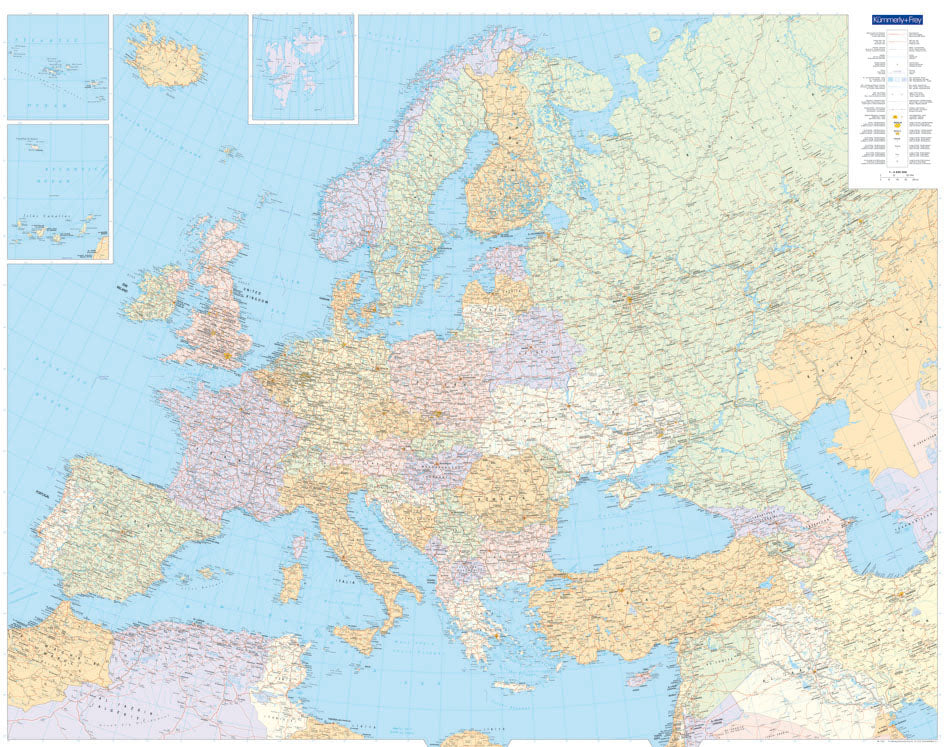 KÜMMERLY+FREY Planokarte Europa 100x126cm 325994156 politisch 1:4,5 Mio. Idealshop