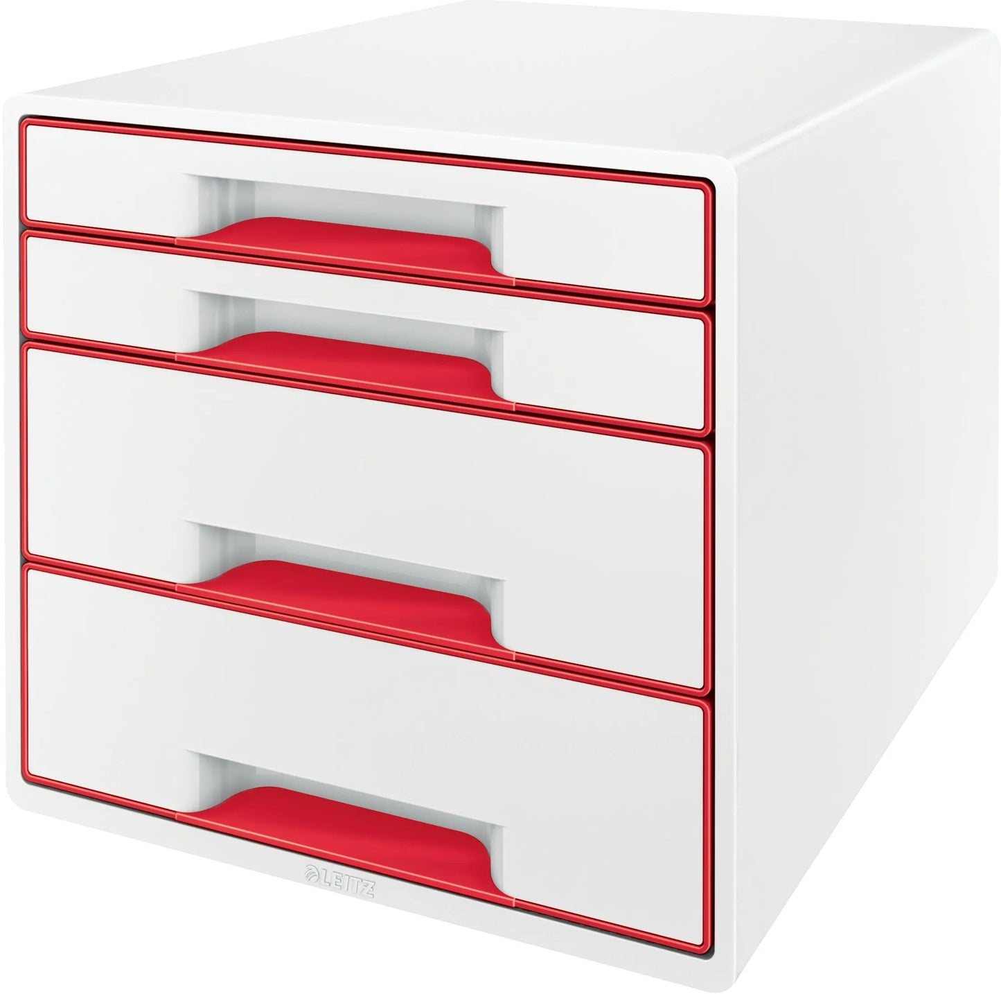 LEITZ Schubladenbox WOW Cube A4 5213-20-26 weiss/rot, 4 Schubladen Idealshop