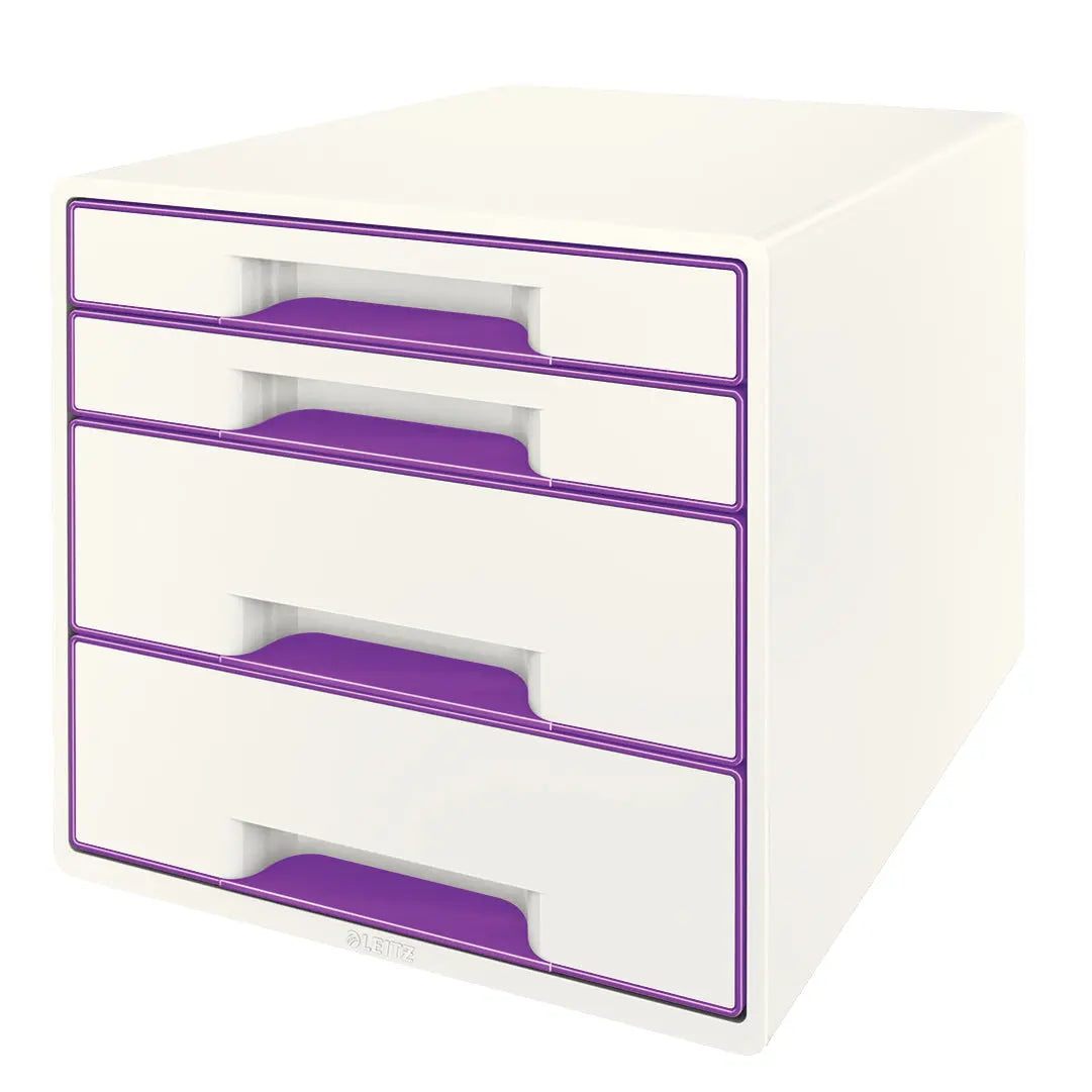 LEITZ Schubladenbox WOW Cube A4 52132062 weiss/violett, 4 Schubladen Idealshop