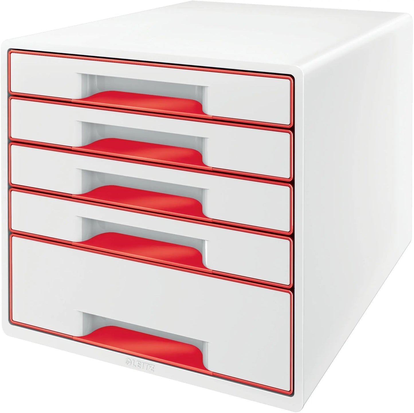 LEITZ Schubladenbox WOW Cube A4 5214-20-26 weiss/rot, 5 Schubladen Idealshop