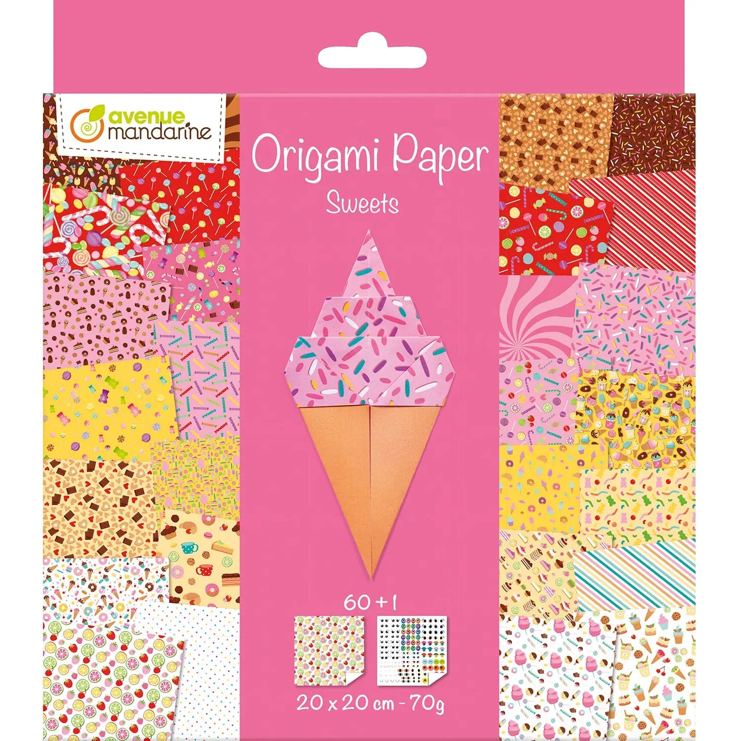 MANDARINE Origamipapier 20x20cm OR522C Sweets 70g 60 Blatt Idealshop