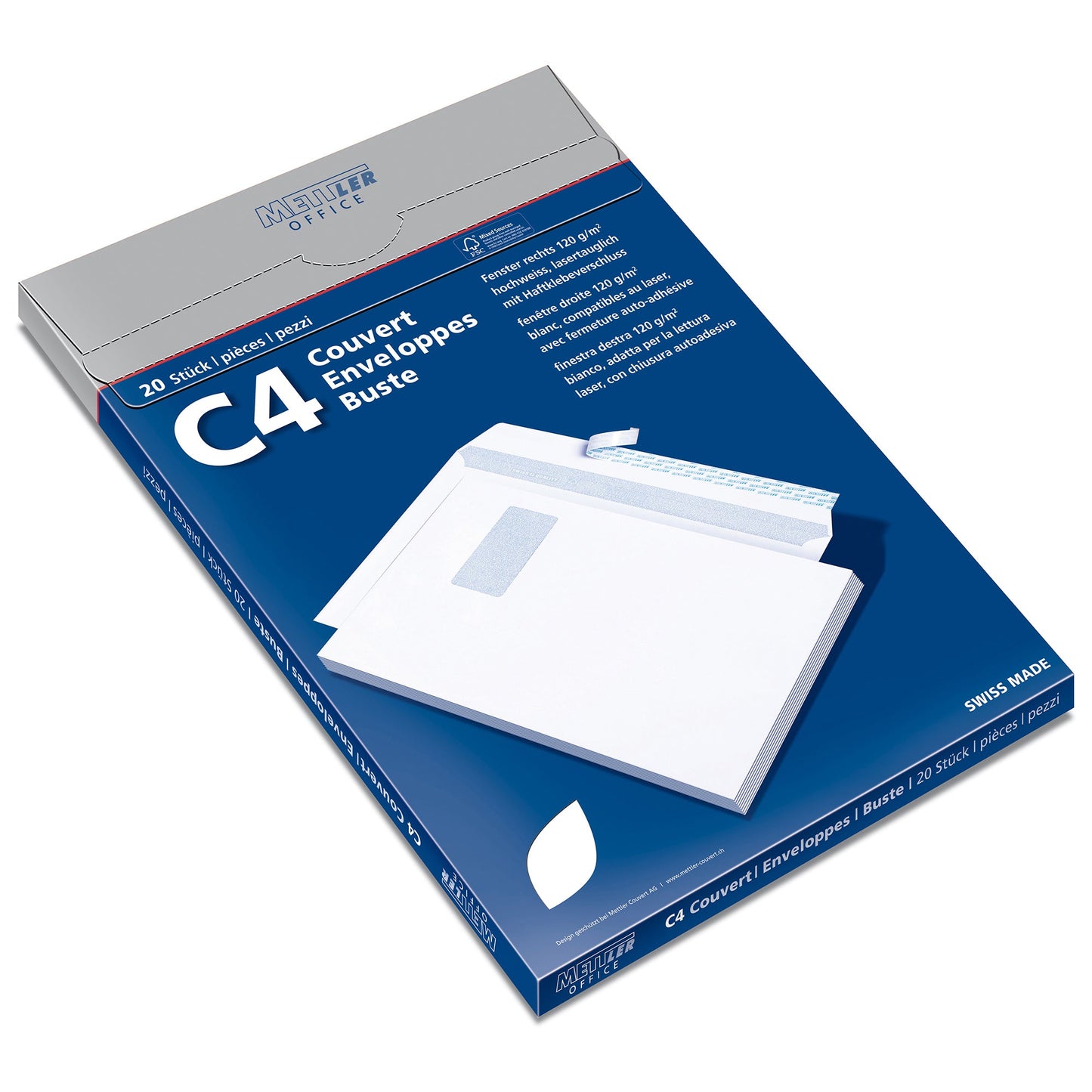 METTLER Couvert Fenster rechts C4 9064-120-S20 120g,hochweiss,Kleber 20 Stk. Idealshop