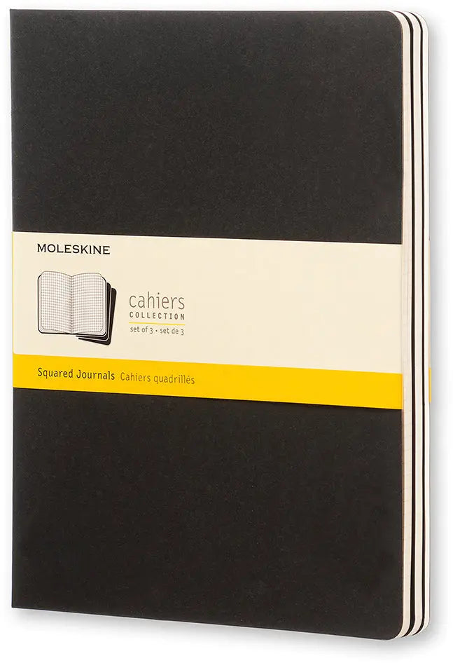MOLESKINE Notizheft Cahier XL 25x19cm 705021 kariert, schwarz 3 Stück Idealshop