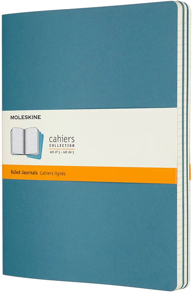 MOLESKINE Notizheft XL 3x 25x19cm 629605 liniert,lebhaftes blau,120 S. Idealshop