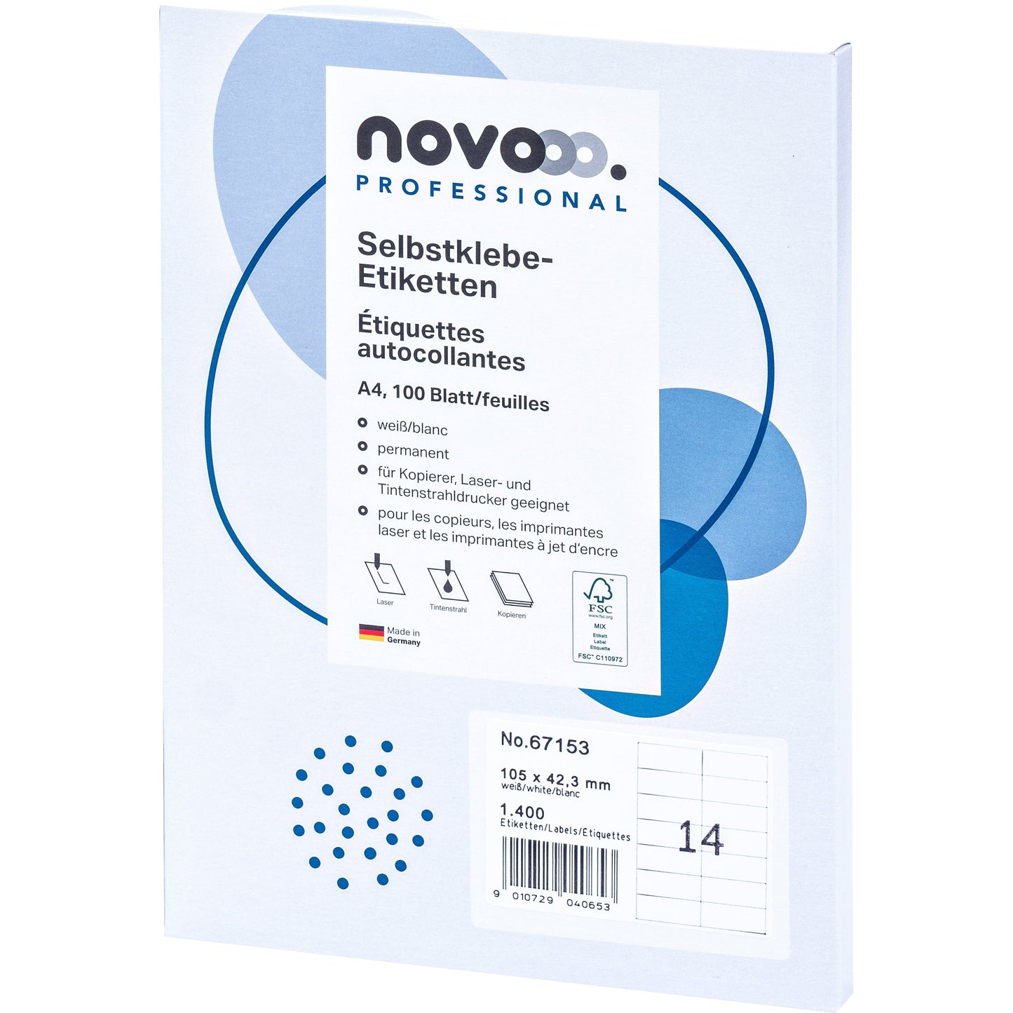 NOVOOO Etiketten 105x42.3 mm 67153 weiss 1400 Stück Idealshop